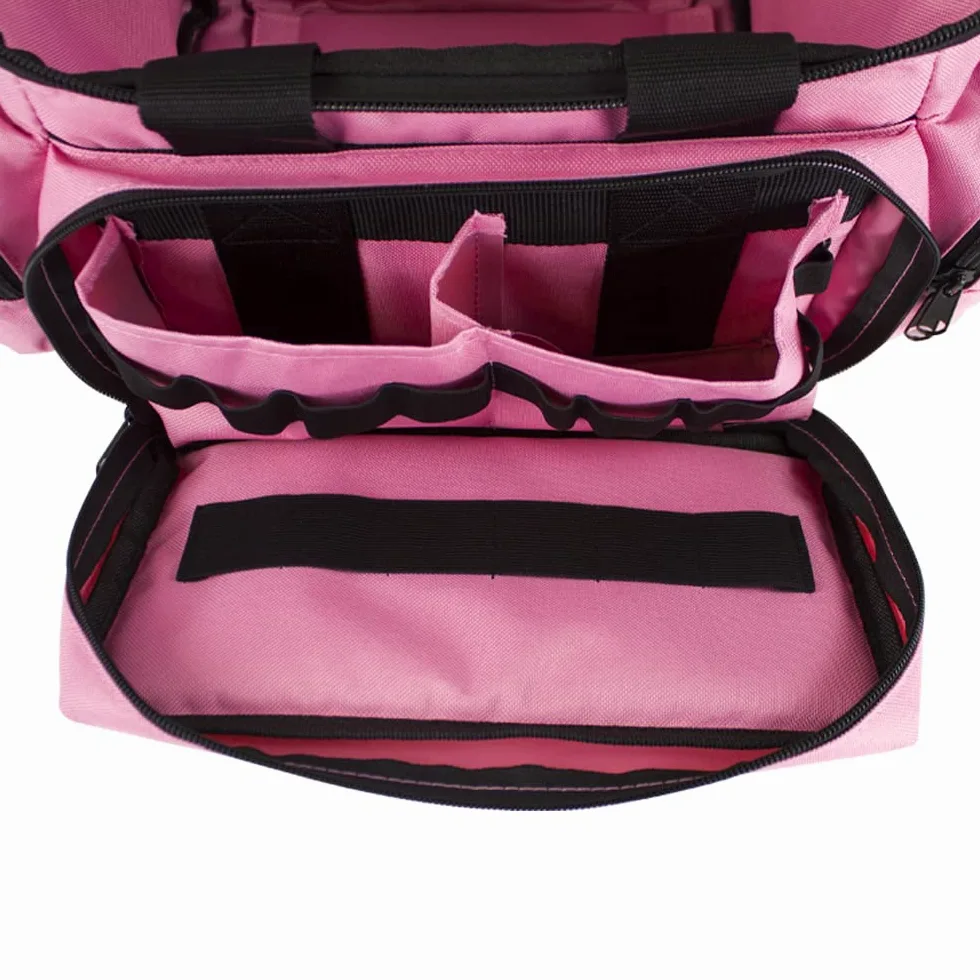 Mobiclinic, Bolsa asistencia sanitaria ligera, De rescate profesional, Capacidad más 21 litros, Con asas reforzadas, Bandas reflectantes, Amplia, Resistente, Rosa