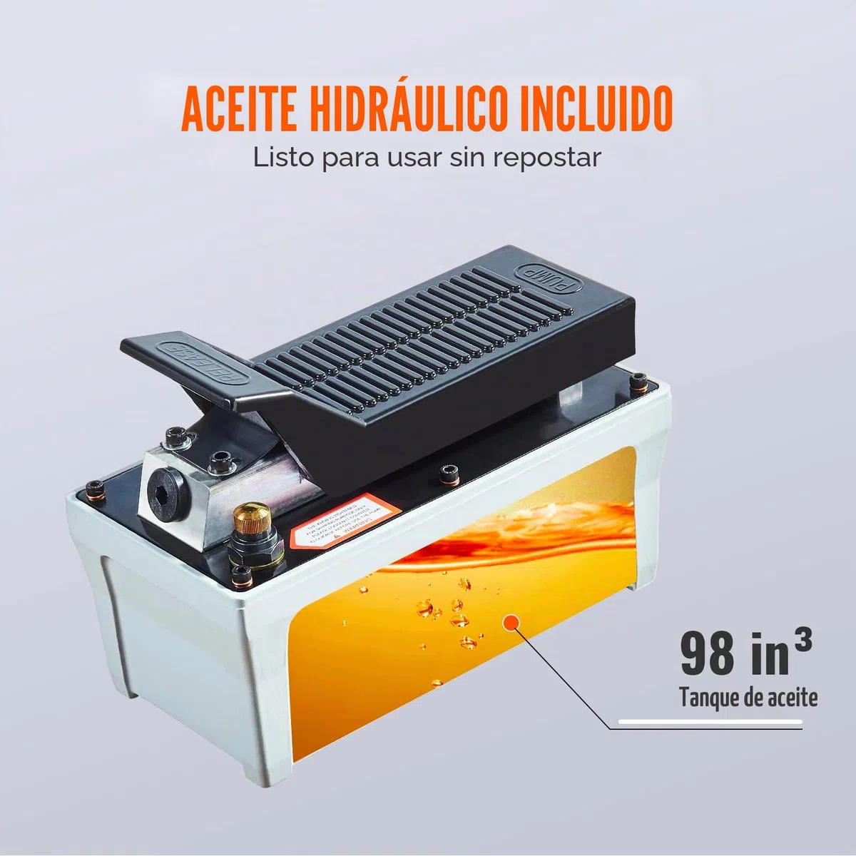 VEVOR Bomba de Aire Hidráulica 10.000 PSI Salida de Aceite NPT 3/8" Entrada de Aire NPT 1/4" Bomba Hidráulica de Pedal de Aire Tubo de Aceite de 2 m Bomba Hidráulica de Aire Accionada por Pie Gris