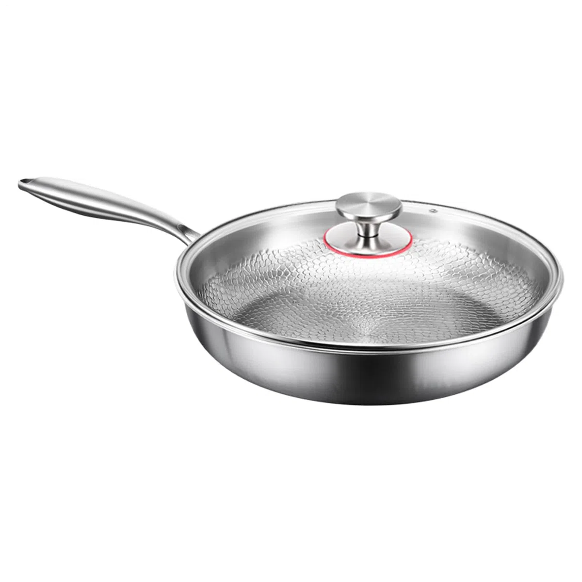 Sartén De Titanio Con Tapa Para Inducción - 26 Cm Martillada Sartén Antiadherente De Titanio, Titanium Hammered Pan, Para Cocina De Restaurante Familiar,