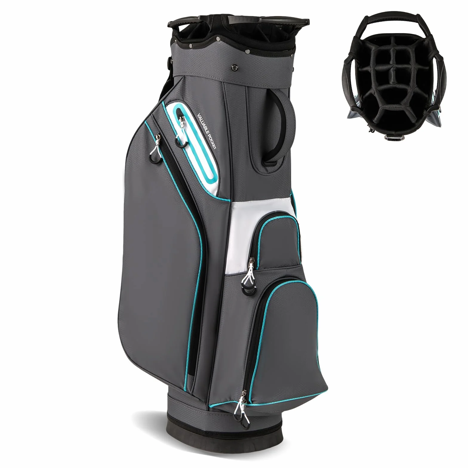 GOPLUS Bolsa de Golf con 14 Compartimentos Superiores, Cart Bag Ligera y Portátil con 6 Bolsillos, Capucha para Lluvia, Asas, Correa Ajustable de Hombro, Bolsa de Transporte