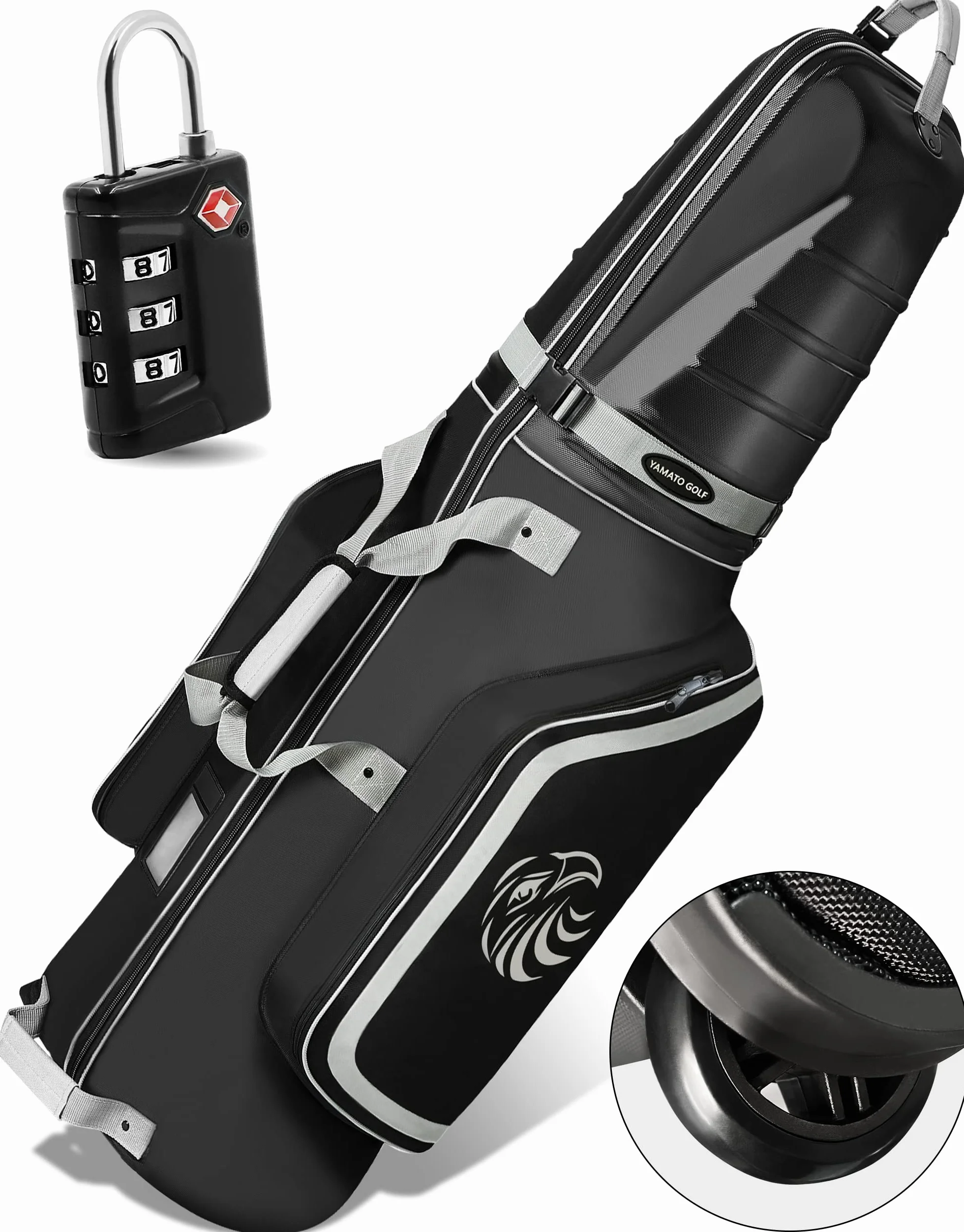 yamato Bolsa de Viaje de Golf con Carcasa Dura ABS Cubierta de Viaje de Golf para Palos de Golf, Equipaje para aerolíneas con Ruedas, Gran Regalo de Golf para golfistas