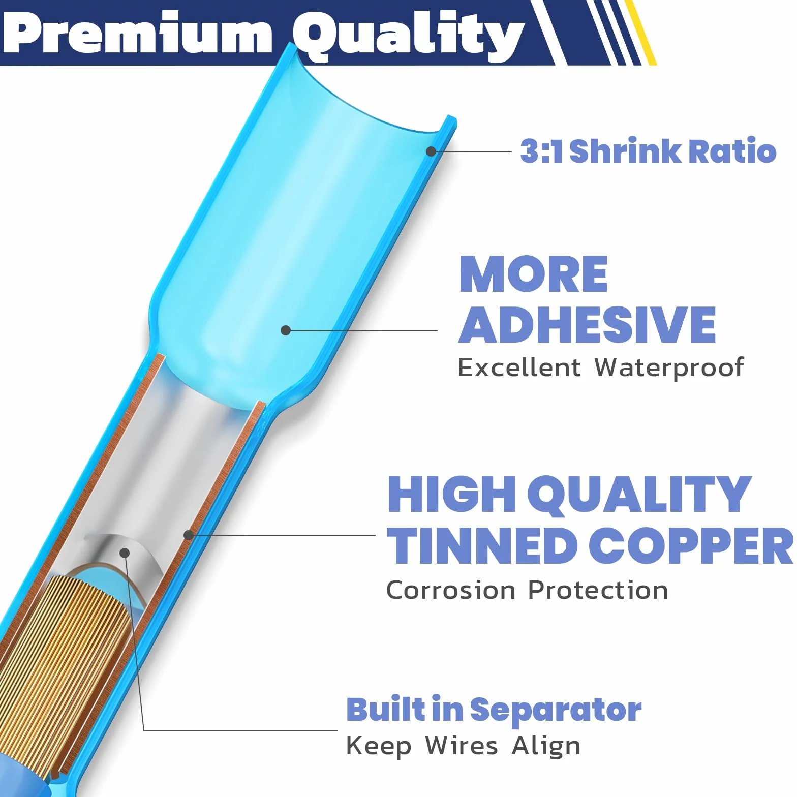 Conectores termorretráctiles Haisstronica de 330 piezas: kit de conectores de cable de crimpado eléctrico a prueba de agua de grado marino, cobre rojo estañado