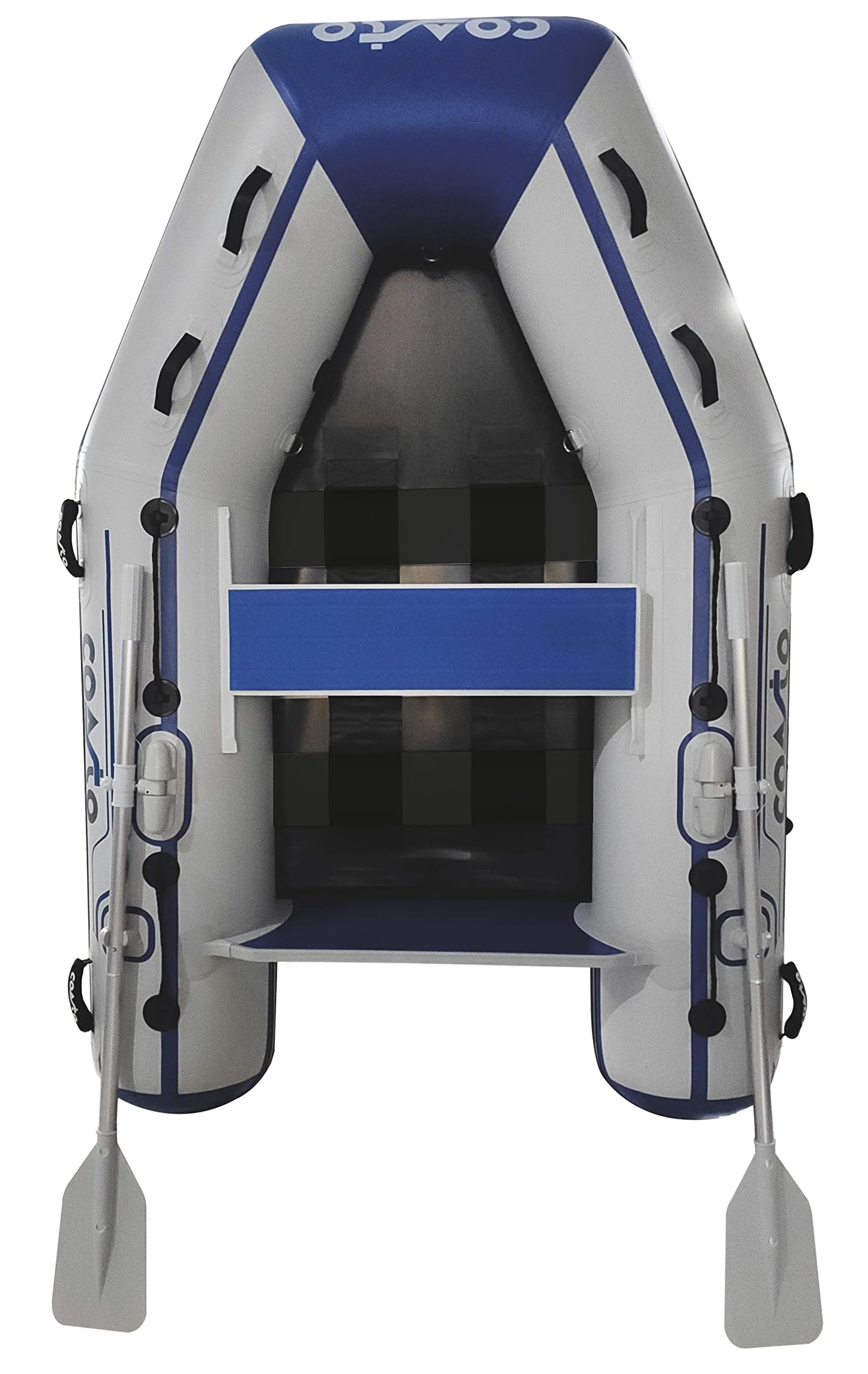 Coasto Anexo Slat 230-BT-CSL230C-Barco Inflable Piso Latte Carbono con Pack 2 Pajas, Bomba y Bolsa de Transporte - 3 Places-White BLUE-230x130cm Adulto Unisex, Multicolor, Estándar