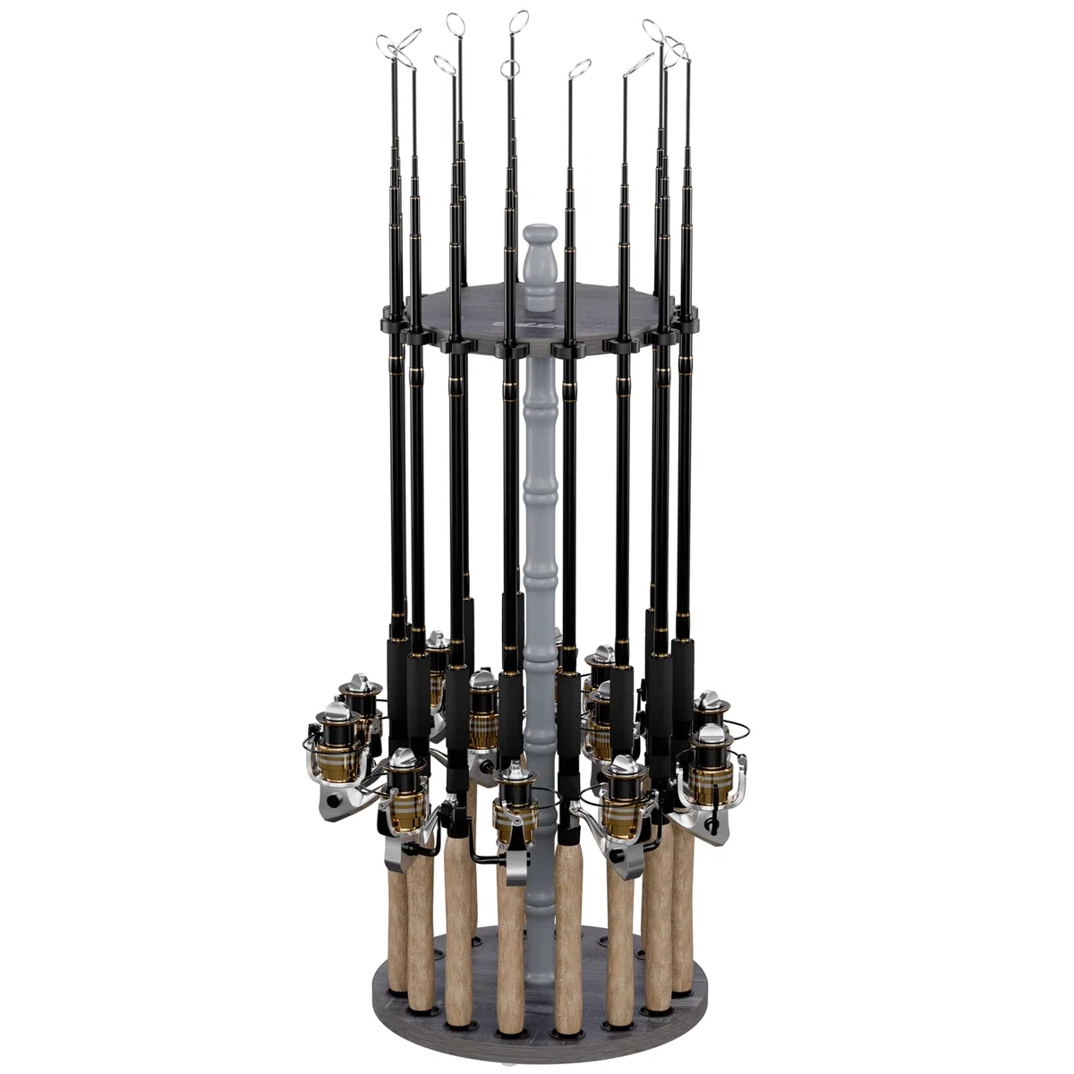 Rush Creek Creations Soporte para cañas de Pescar para 16 cañas de Pescar, para organización y Almacenamiento de Garaje, para carretes de Pesca, Equipo de Pesca, Accesorios de Pesca, Caja de Aparejos