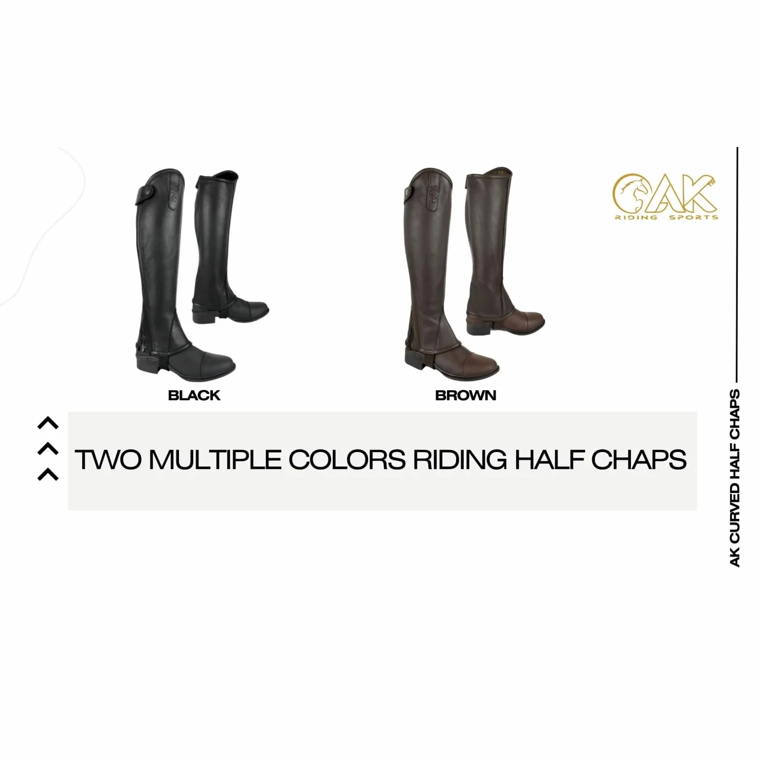AK Curved Zip Full Grip Leather Horse Riding Half Chaps AKRS-1013