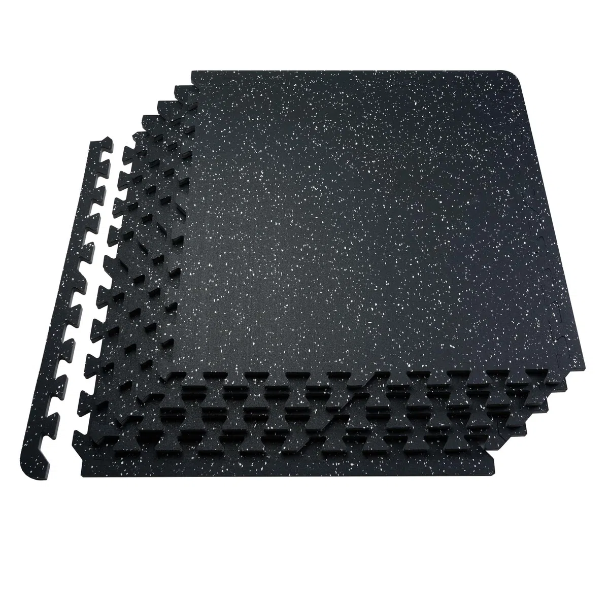 VEVOR Alfombrillas de Gimnasio de 610 x 610 x 14 mm, 25 Baldosas de Goma con Espuma EVA con Una Cobertura de 9,3 m² y Diseño de Rompecabezas Entrelazado para Gimnasio, Hogar, Garaje, Blanco y Negro