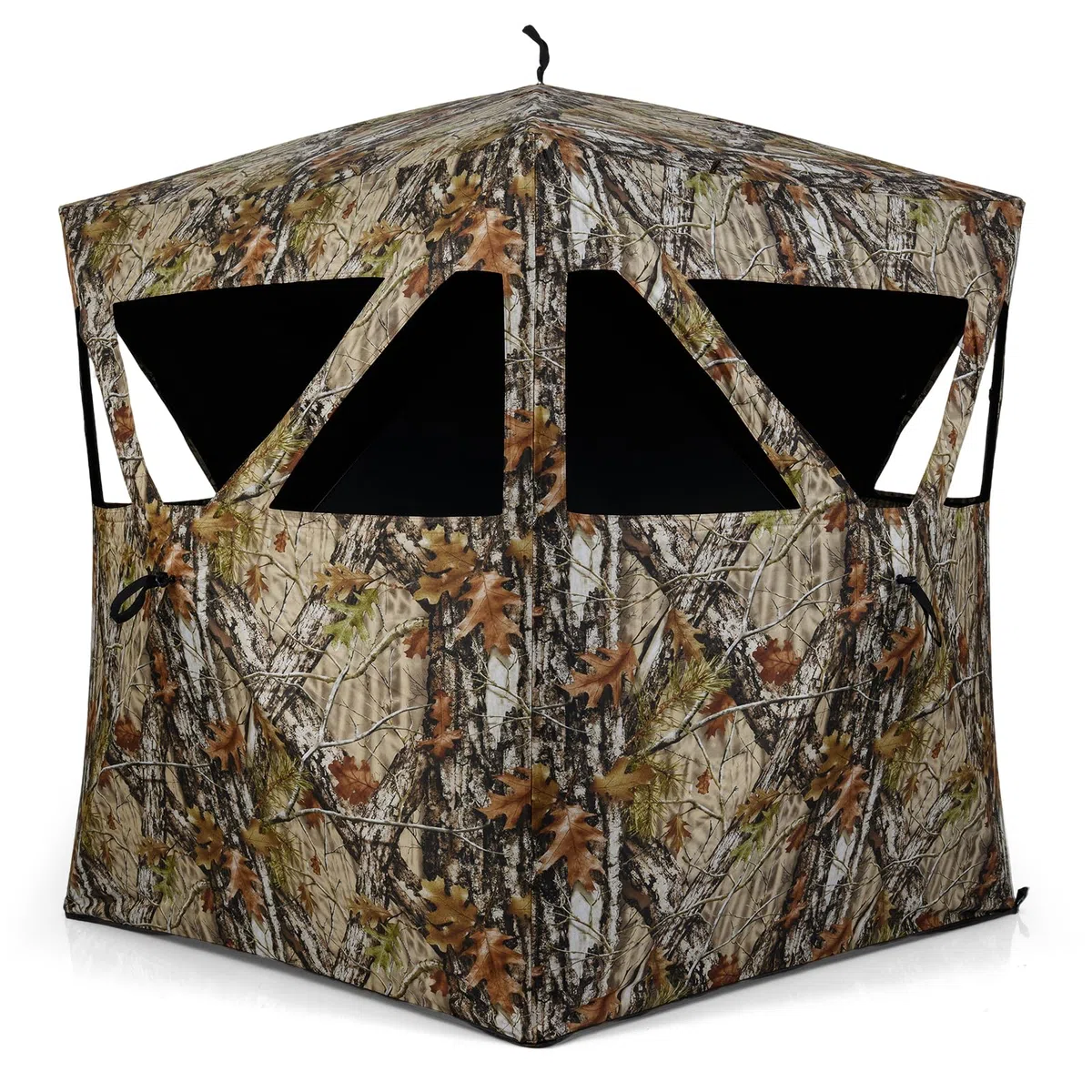 GOPLUS Persiana de Caza Camuflaje para 2 Personas, Puesto de Caza Portátil con Ventanas Silenciosas, Paneles de Seguridad, Bolsa de Transporte, Tienda de Campaña Estor Emergente, Ciervos Pavos