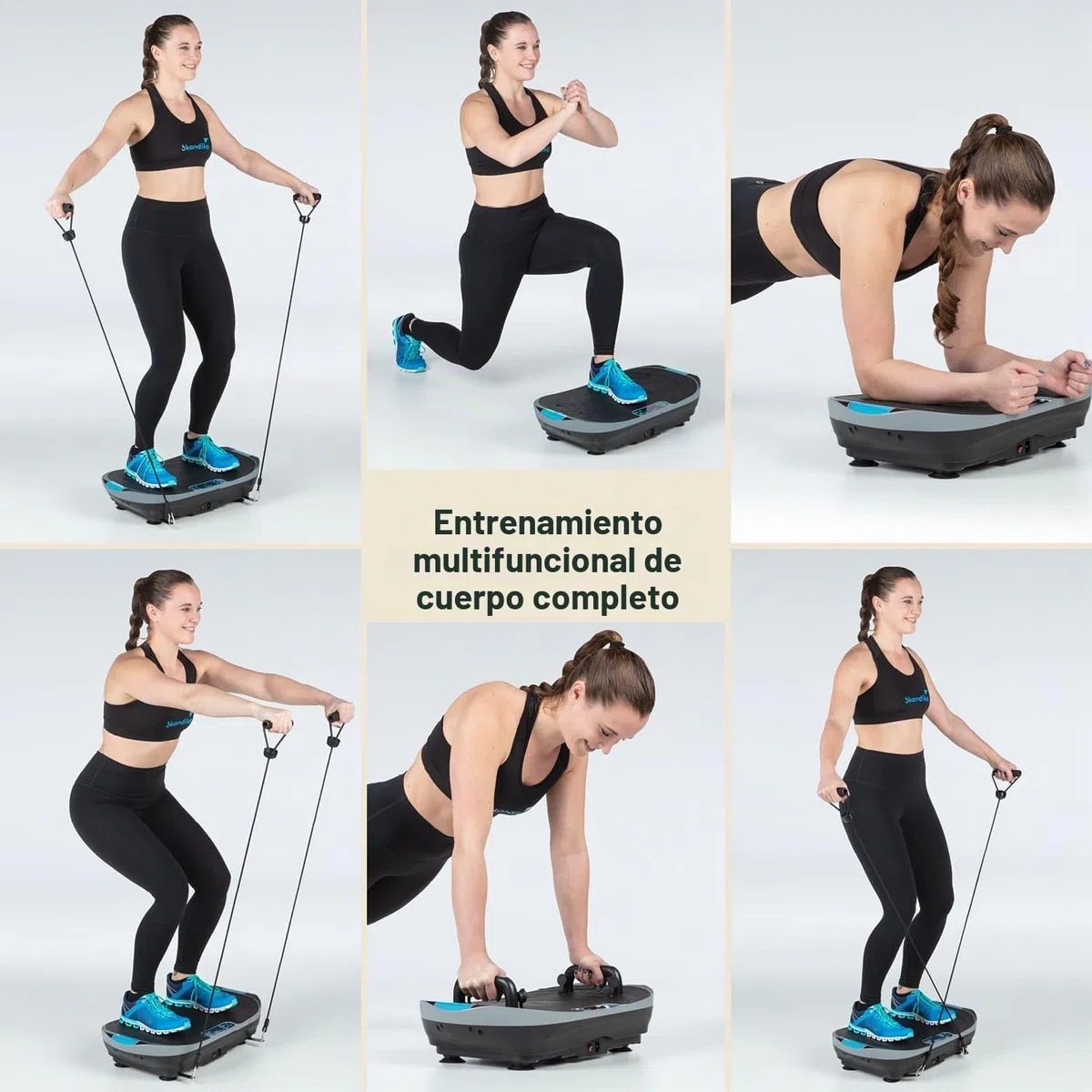 Skandika V2 | Plataforma vibratoria, Asas y Bandas de Entrenamiento, vibración oscilante, diseño Curvo, Motor silencioso, 99 Niveles, Pantalla LCD