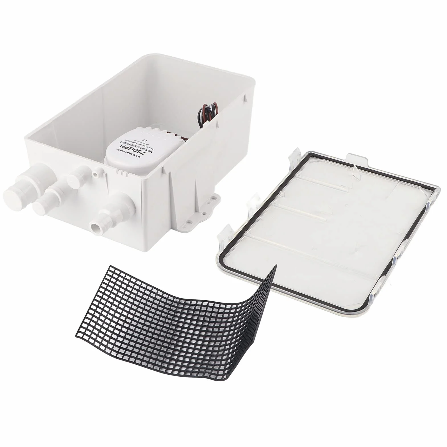 Bomba de Sumidero de Ducha de 750 GPH, Caja de Drenaje de Sentina, Caja de Sumidero Marino, de Drenaje de Agua con Interruptor de Flotador Automático Incorporado, Múltiples (24V)