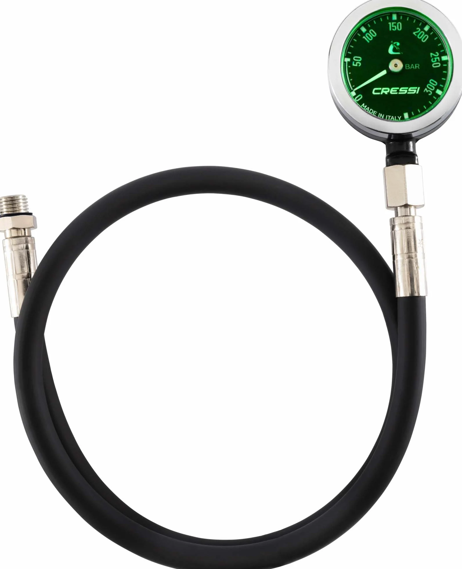 Cressi Vale 300 C Pro Mini SPG W/Hose Black Bar - Mini manómetro con látigo HP, Negro, Talla única, Unisex