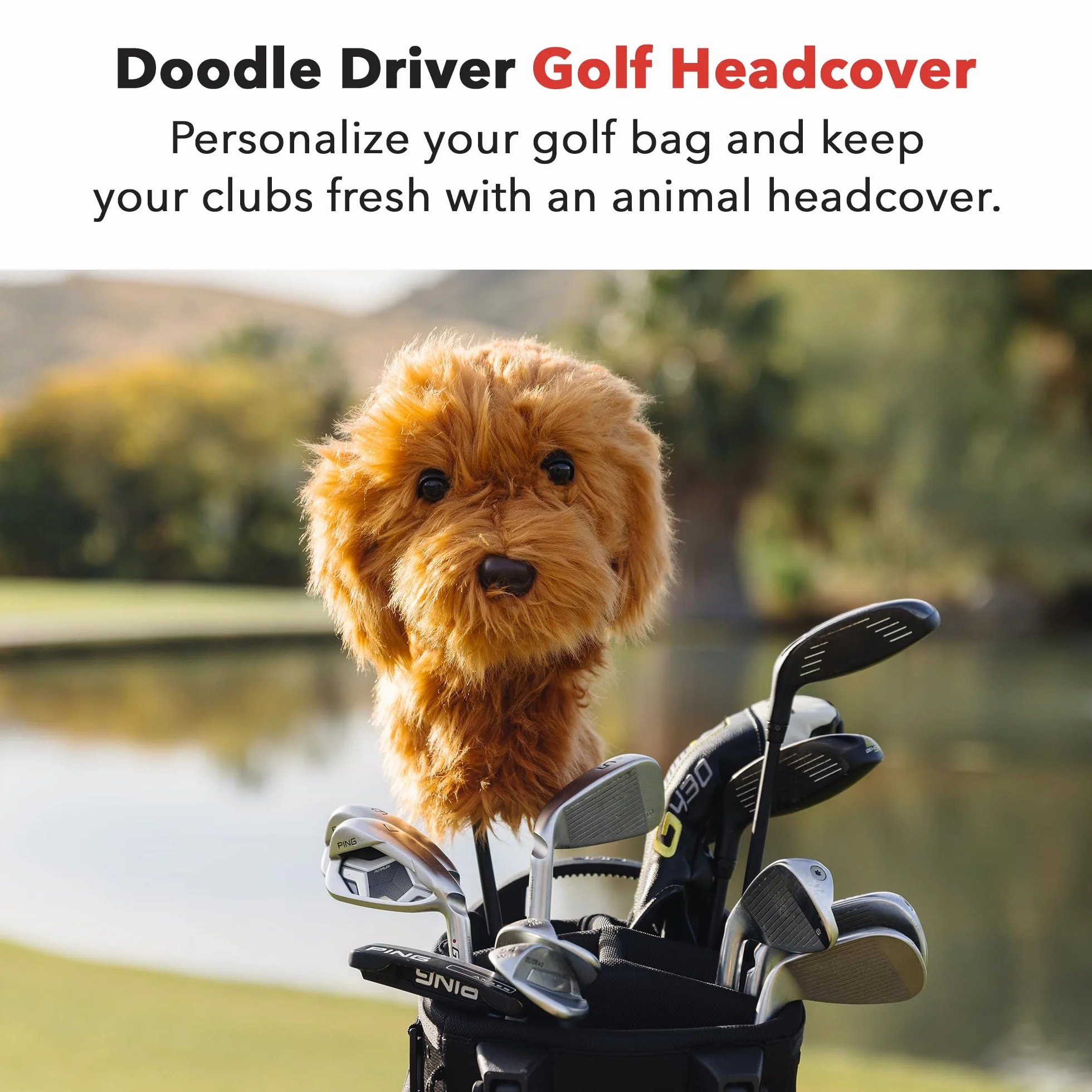 Daphne's Doodle Dog Driver/Fairway - Cubierta para cabeza de madera para conductor de perro, color marrón