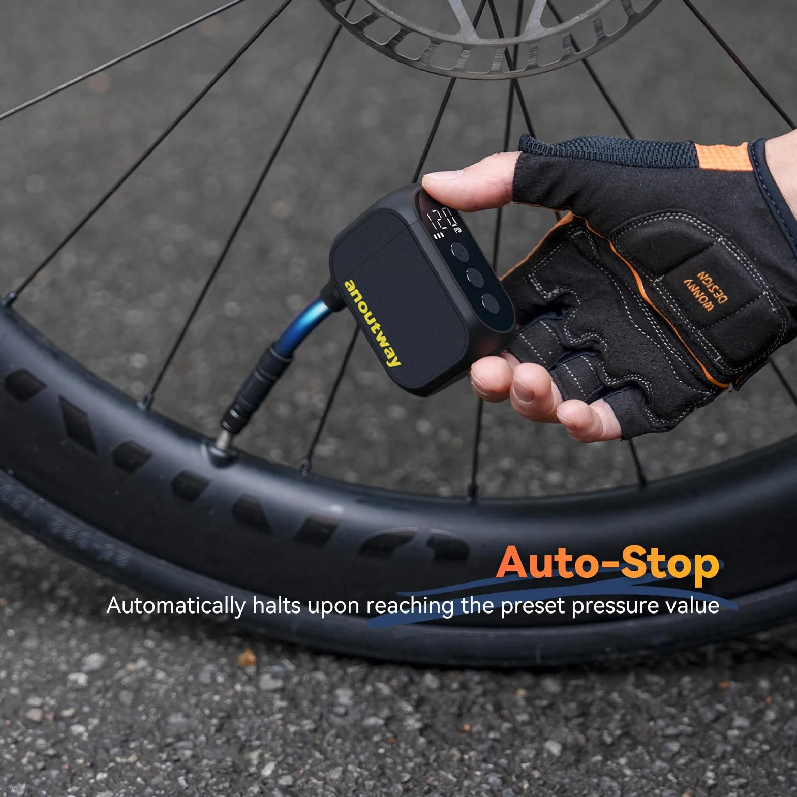 Mini Bomba de Aire Eléctrica para Bicicleta con Manómetro Digital - Apagado Automático para Bicicleta de Montaña y Ciudad AT1 Pro