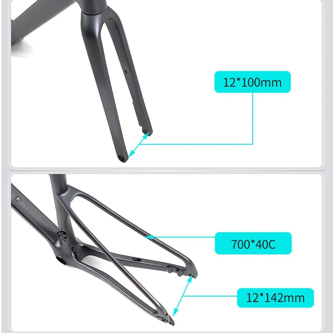 Gravel Cuadro De Bicicleta De Carretera Carbono 700C 45/48/51/54CM Cuadro Freno Disco Delantero 12x100mm Trasero 12x142mm Cuadro Con Eje Pasante Enrutamiento Interno Ligero ( Color : Dark gray , Size