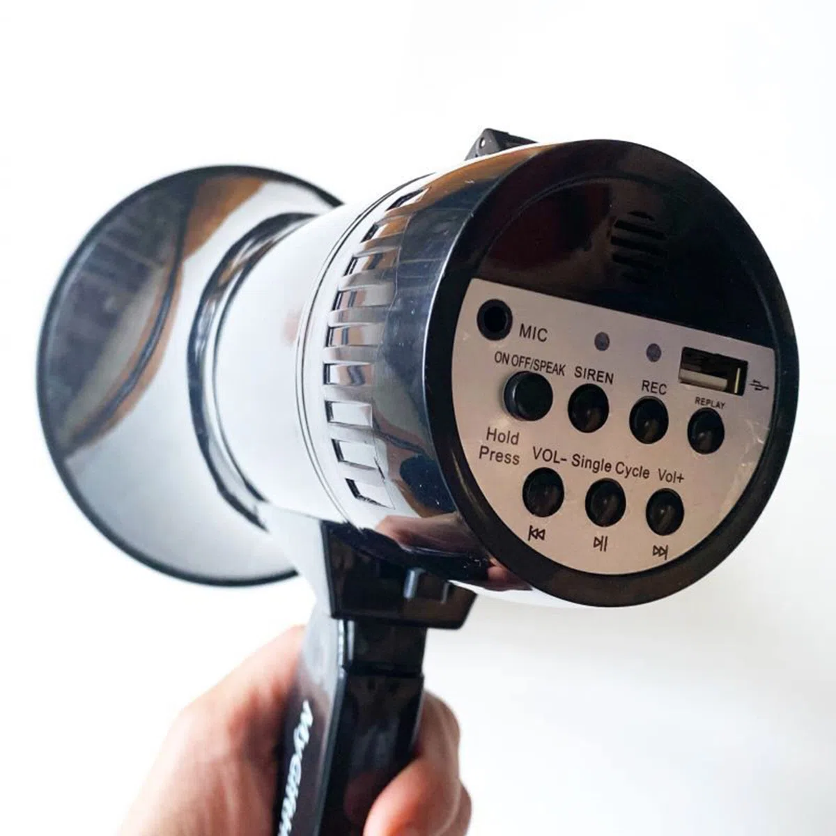Eurobuy Altavoz megáfono portátil Bullhorn con micrófono desmontable, puerto USB para reuniones deportivas, guía turística, entrenador y árbitro, megáfonos ideales para deportes al aire libre