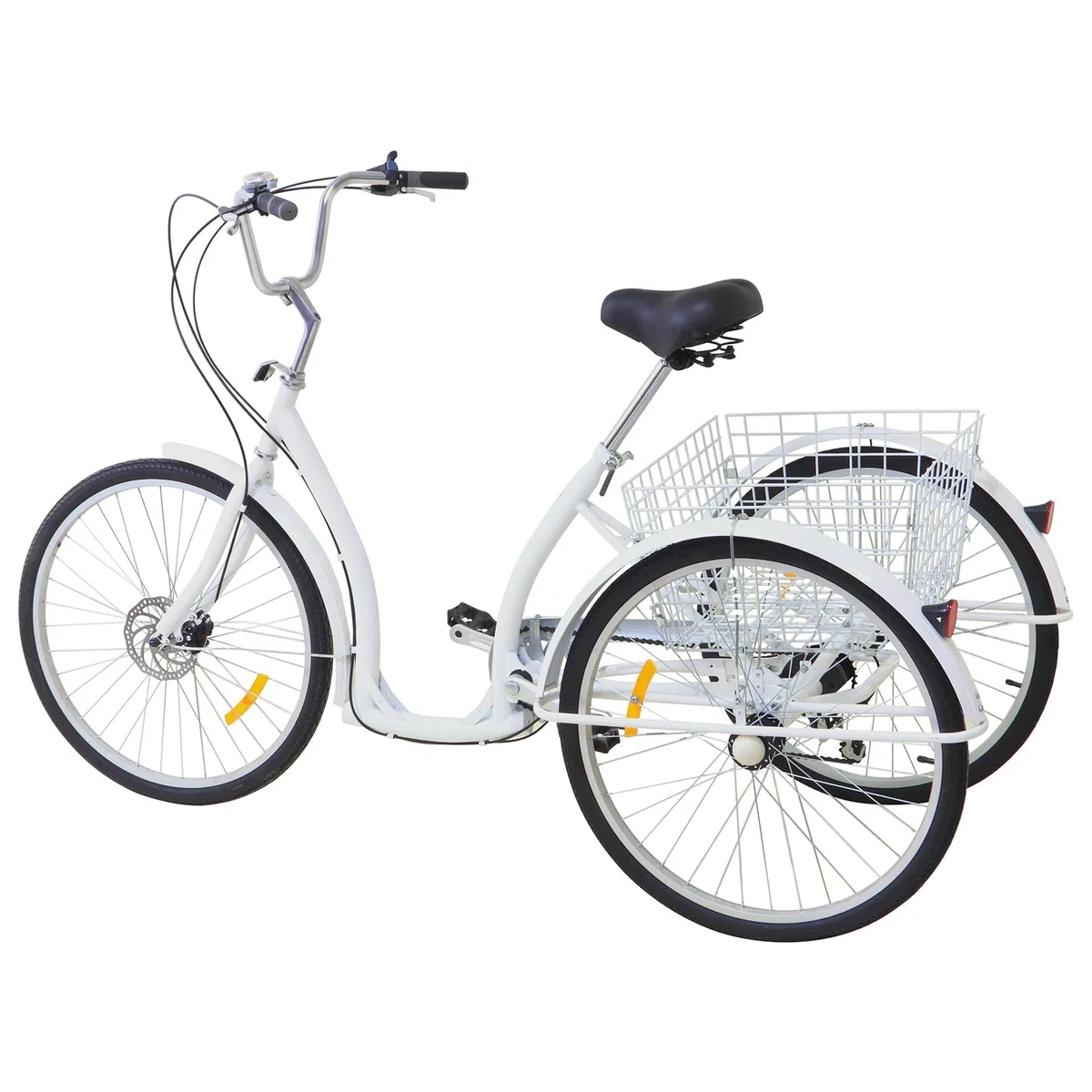 Triciclo de 26 pulgadas para adultos, triciclos para adultos, 6 velocidades, triciclo para adultos, 3 ruedas para personas mayores, triciclo de compras con cesta, bicicleta de compras
