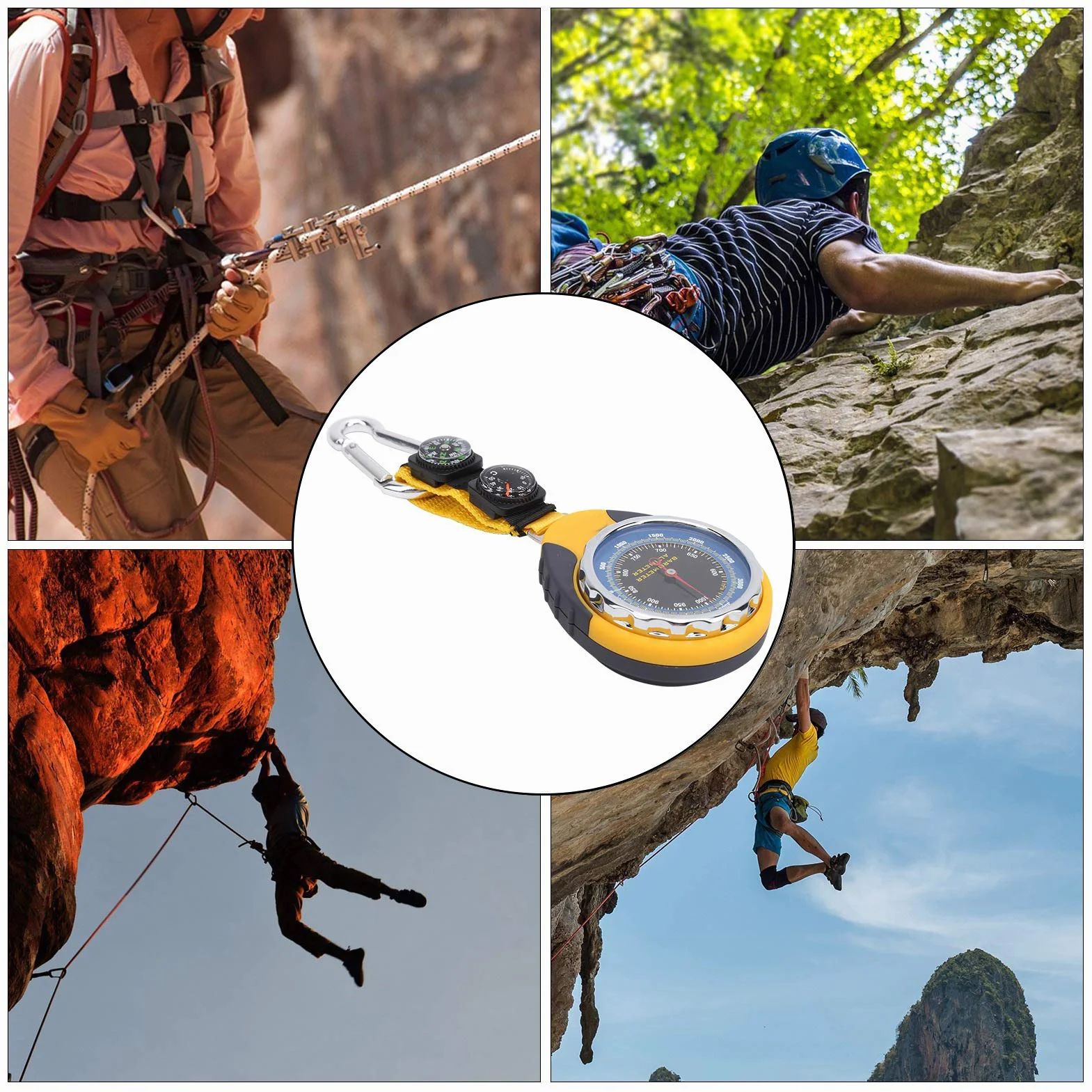 SYH&AQYE Altímetro con Brújula, Barómetro y Termómetro, Manómetro Barométrico 4 en 1, Manómetro Multifuncional para Senderismo Al Aire Libre Escalada Camping