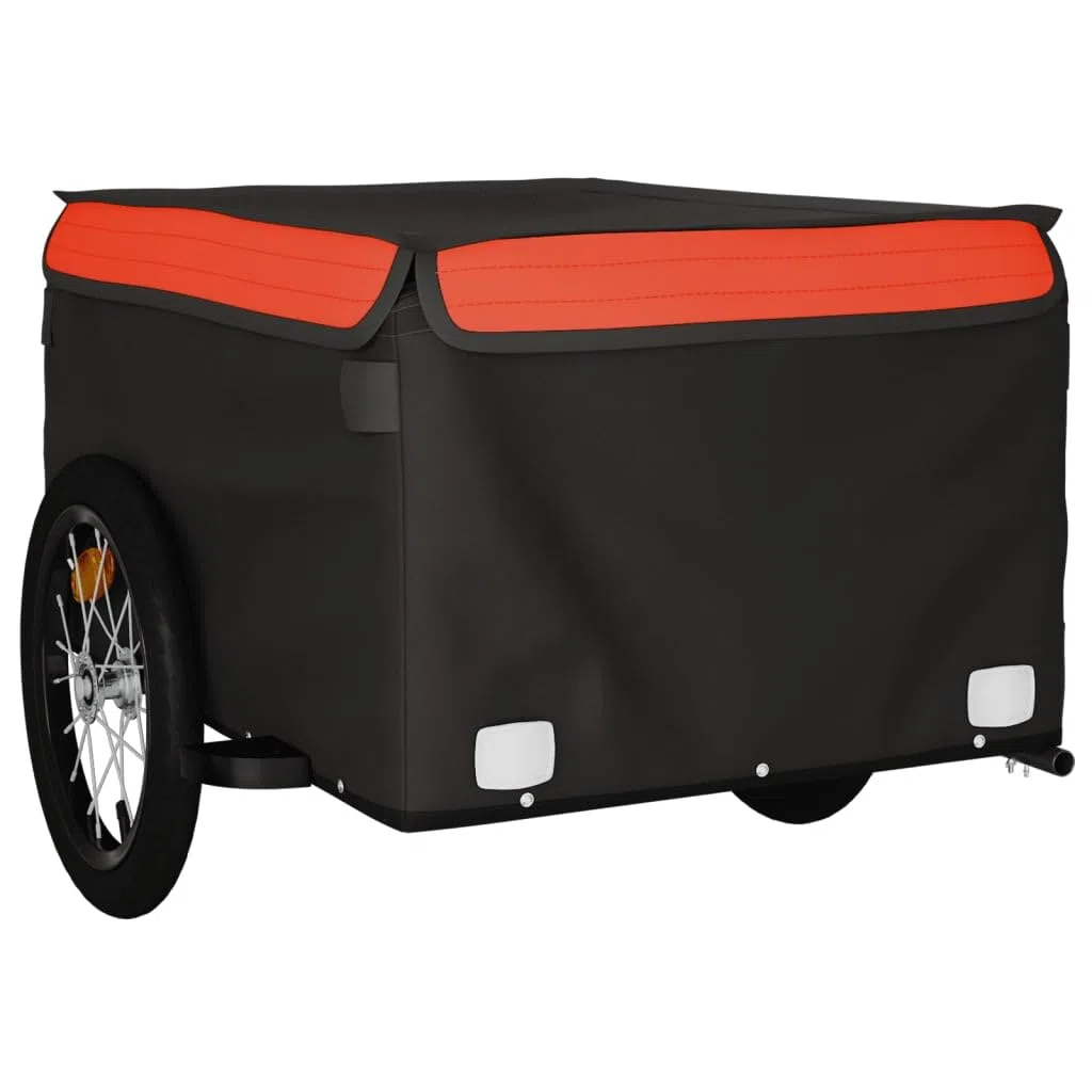 LAPOOH Remolque de Carga para Bicicleta Hierro Negro y Naranja 45 kg, Remolque Bici Perro, Remolque Bicicleta De Carga - 94082