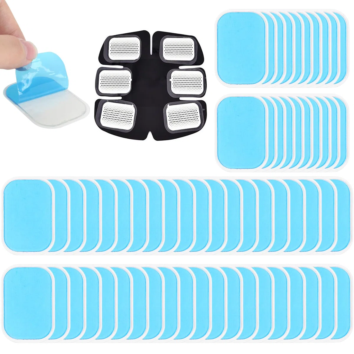 60 Piezas Almohadilla de Gel EMS Gel Pads Electroestimulador Almohadillas de Gel para Electroestimulador Muscular Entrenamiento Abdominal 65 x 45 mm