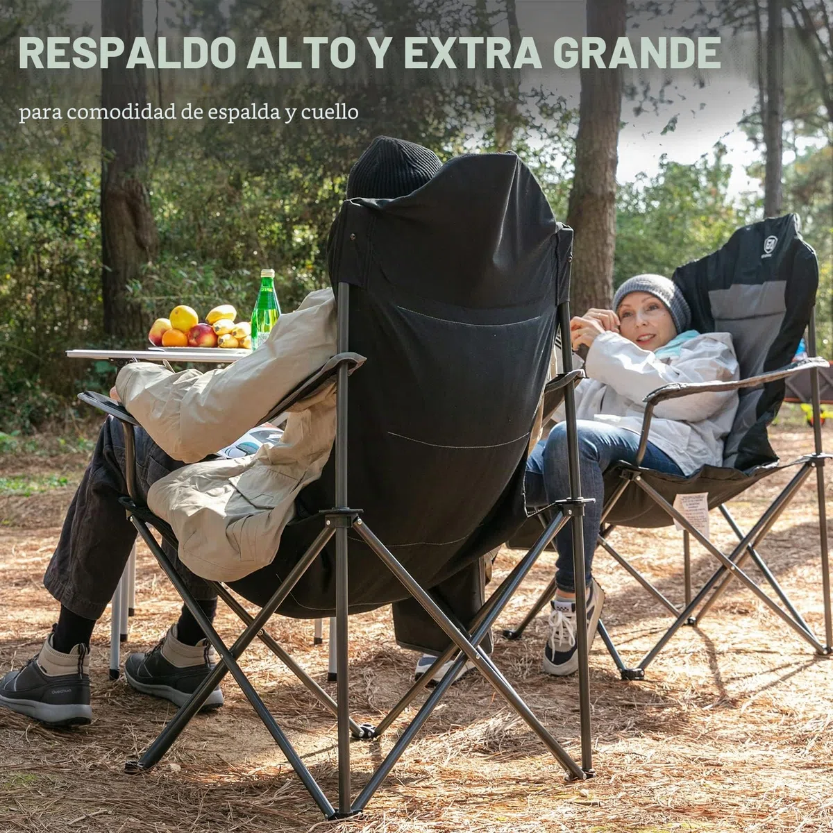 EVER ADVANCED Silla Camping 150kg Alta Silla Plegable Camping Acolchada Resistent Sillas Jardin Respaldo Silla Playa Plegabler Alto con Bolsillo y Portavasos Sillas Terraza Exterior Silla Director