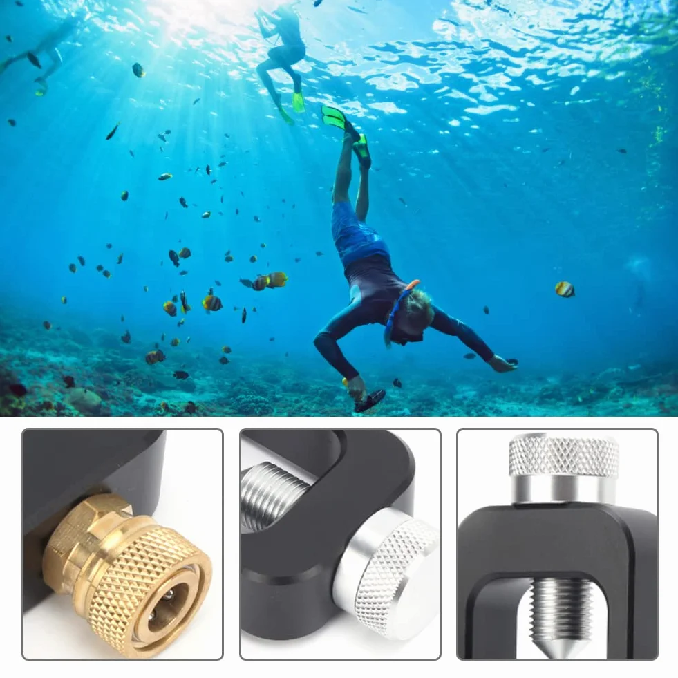 Adaptador de Tanque de Recarga de Buceo DIDEEP, Aluminio de aviación - Adaptador de Tanque de Recarga de Buceo para Transporte de oxígeno - Botella Grande a pequeña - Interfaz: 8 MM - convertidor