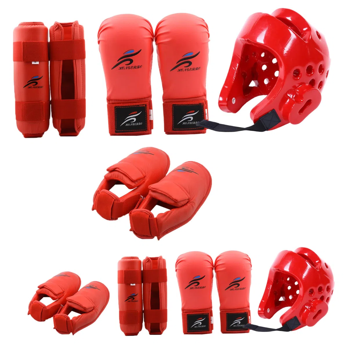Protectora de engranaje de combate, Karate Sparring Gear Protective Polyester Taekwondo incluye 1 por ciento de casco, 1 par de guantes y par de protección de piernas, también para bicicleta, arte