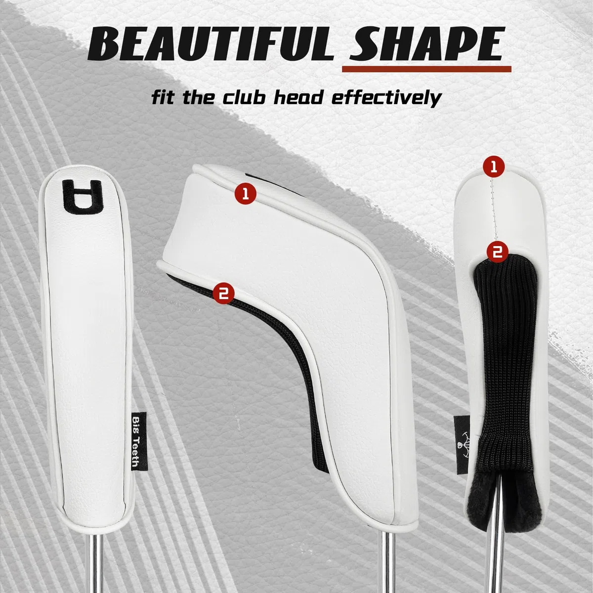 Golf Hybrid Iron Head Covers Right&Left Handed Clubs Headcovers 9Pcs (4-9,P,A,S) Long Neck fit for Cleveland Launcher Set,Cobra T-Rail,Wilson Lauch Pad Black/White PU Leather