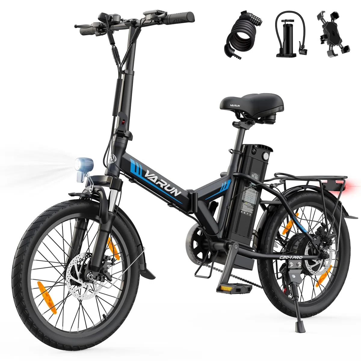 VARUN Bicicleta Electrica, 20'' Bicicleta Eléctrica Plegable, Bici Electrica para Adultos con Batería Extraíble de 48V 624Wh, Autonomía de 100Km, Pantalla LCD, Ebike para Hombre y Mujer