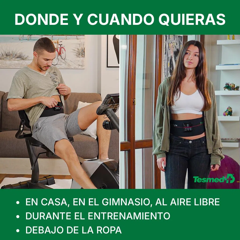 TESMED Absolute: Cinturón para Electroestimulación de Abdominales Centrales y Laterales - Recargable por USB, 99 Intensidades - Inalámbrico, Unisex