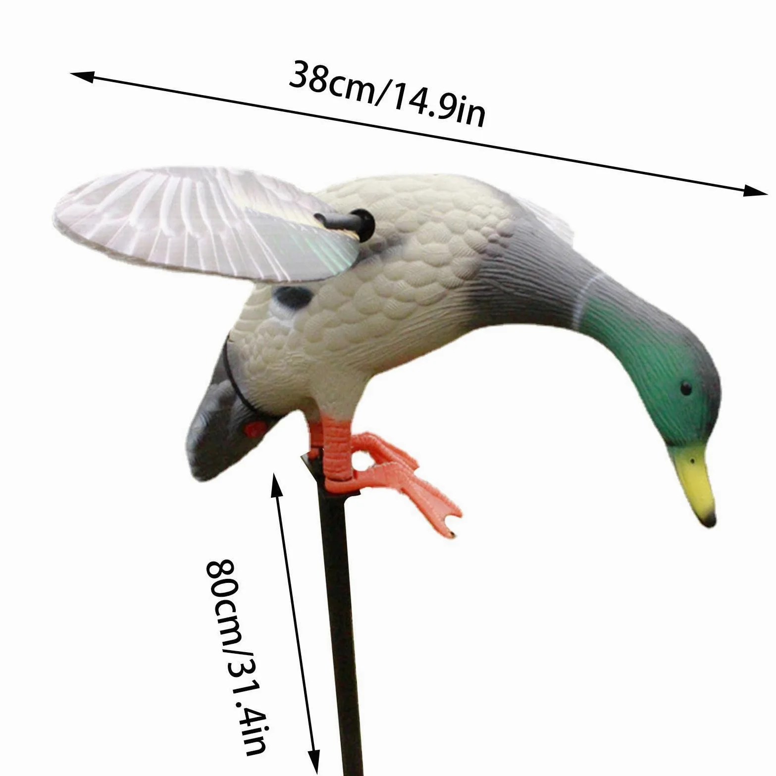 Sakamura Pato Movimiento,Mallard Wing Señuelo Pato Flexible - Señuelo eléctrico del Pato del Control Remoto con Pilas para la Caza rápida del Pato