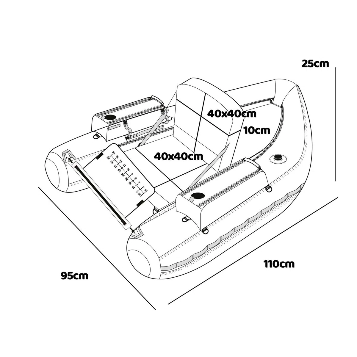 Trawler Belly Boat - Barco de Pesca Hinchable de poliéster con Doble cámara de Aire, 110 cm