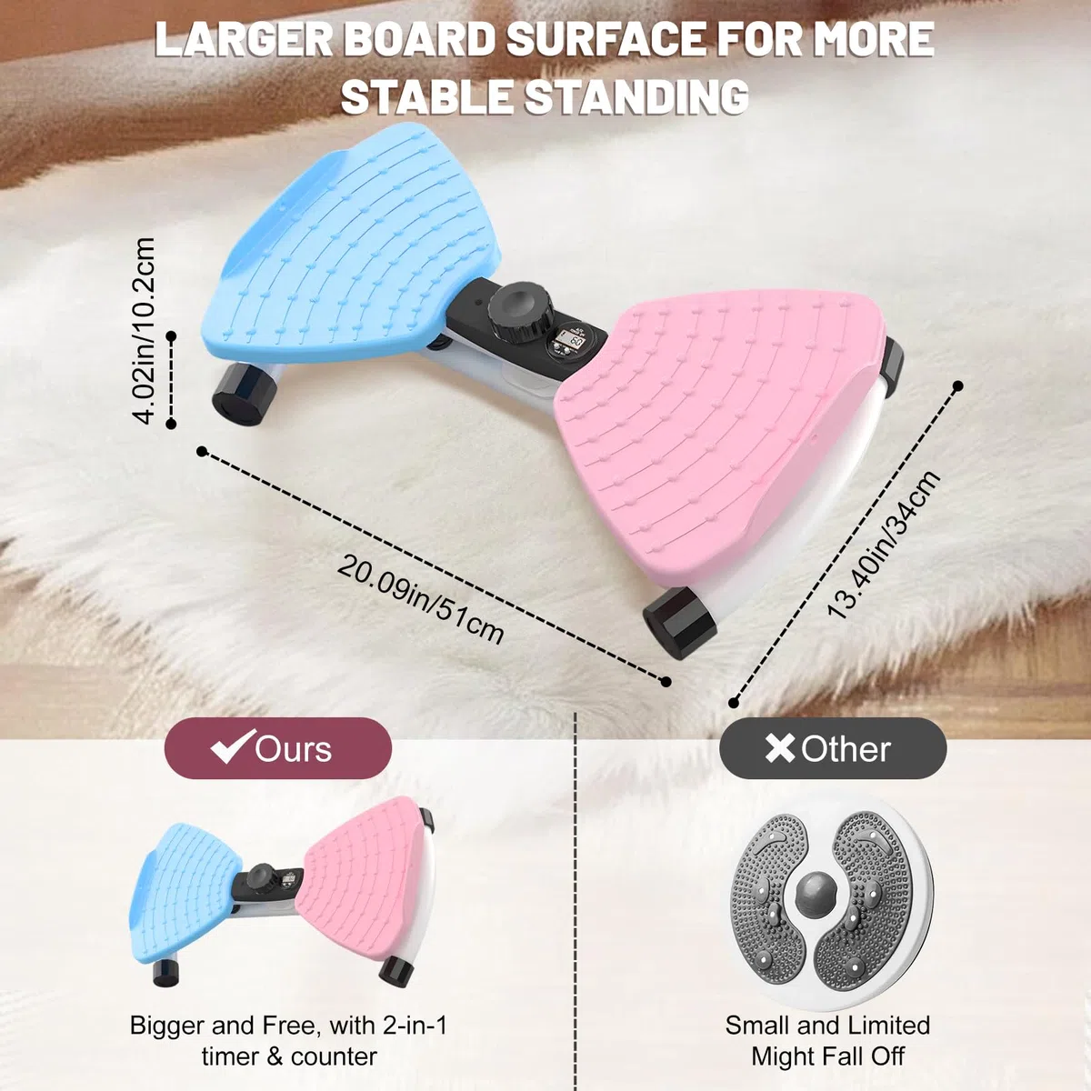 Máquina de torsión de cintura, tabla de giro abdominal para ejercicio, ejercicio silencioso para equipo de gimnasio en casa, capacidad de 330 libras | Tiempo de pista, repeticiones, calorías con