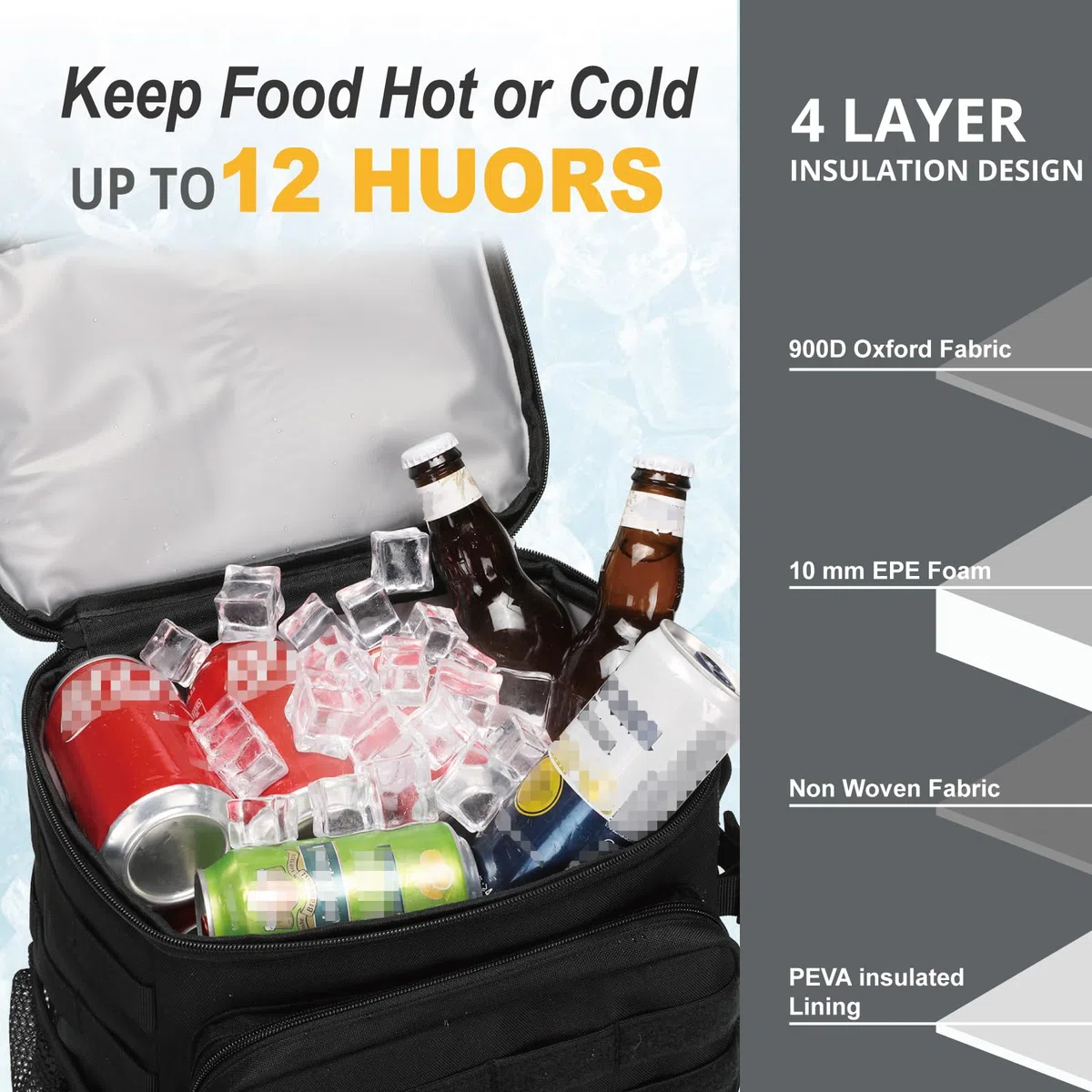 Mochila Nevera Táctica, Mochila Enfriadora Suave y Ligera a Prueba de Fugas, Bolsa Nevera Aislada, Nevera Portátil Impermeable para Playa, Viajes, Camping, Picnic y Senderismo.