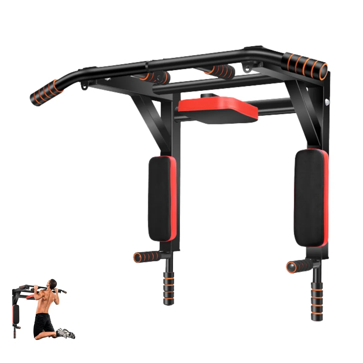 Barra de Dominadas Pared. Estación de Inmersión Multifuncional, Soporte con Múltiples Agarres Equipo Entrenamiento de Gimnasio en el Hogar, Soporta hasta 200 kg.