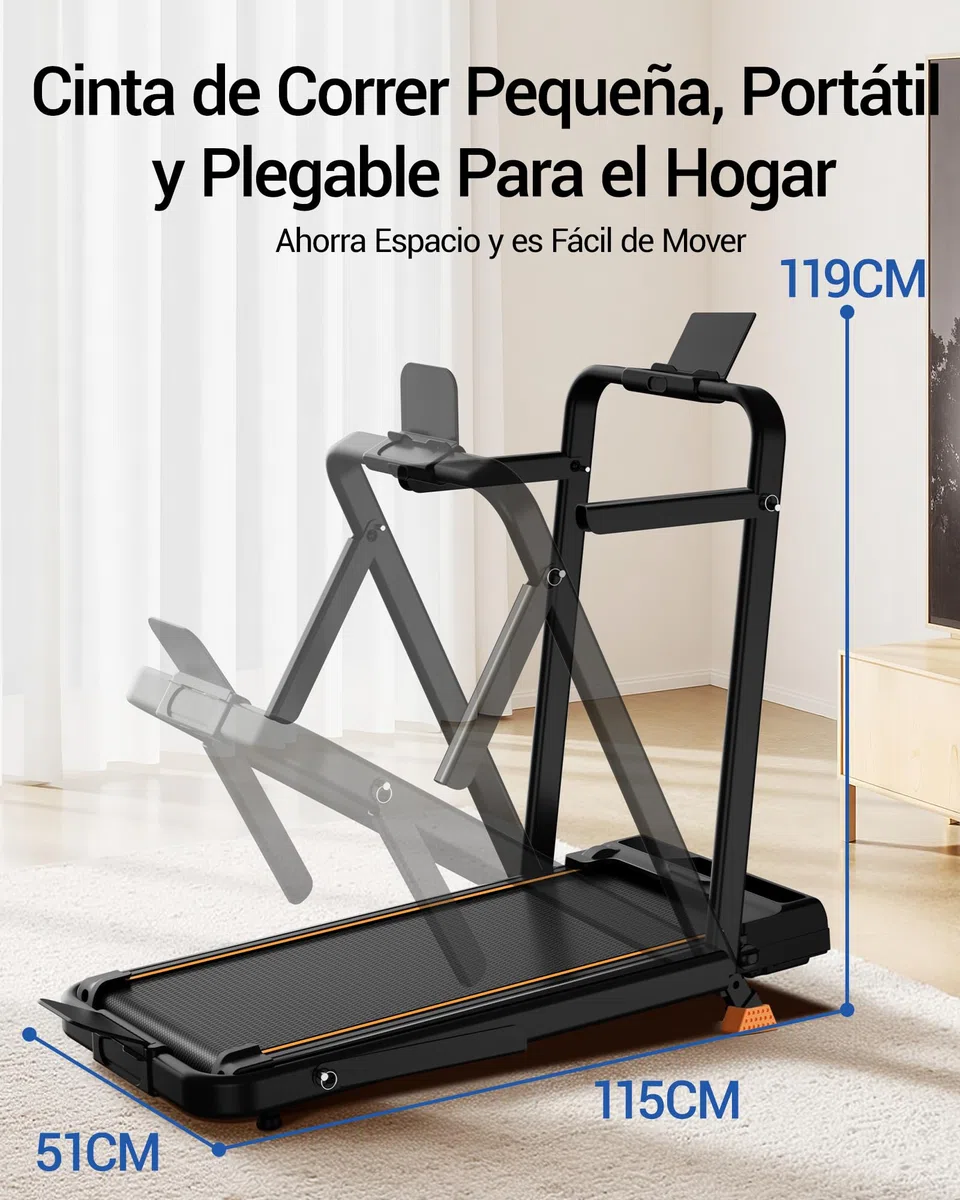 CURSOR Cinta de Correr Plegable con Inclinación 16%,10KM/H Cinta Correr Plegable, Pantalla LED, Reposabrazos Ajustables, 3.0HP Walking Pad, Caminadora Electrica para Casa, Capacidad de Carga 136KG