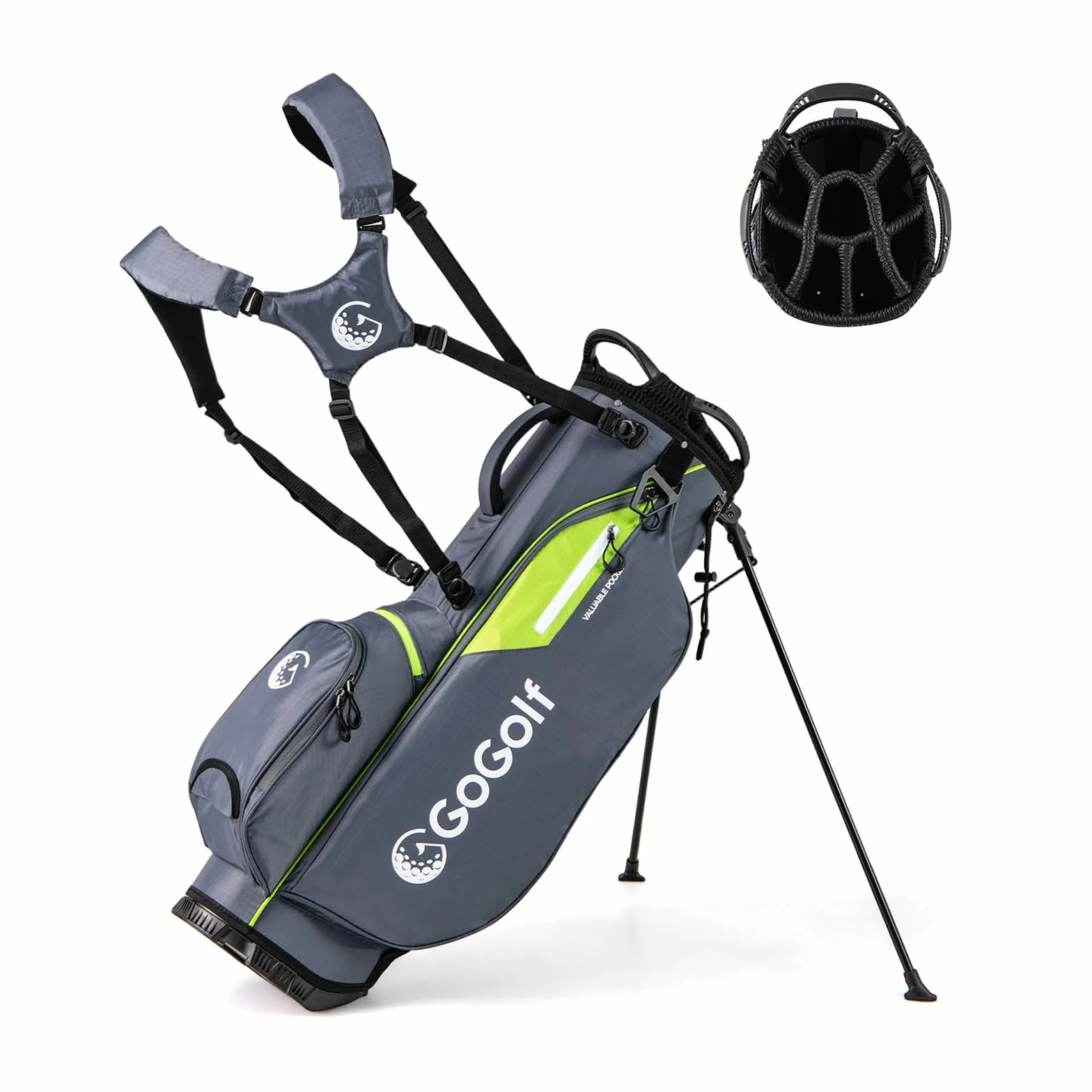 GYAMX Bolsa de Golf con Trípode, Bolsa de Soporte Profesional Golf con 8 Divisores, 5 Bolsillos con Cierre, Doble Correa Ajustable, Funda Impermeable, Unisex