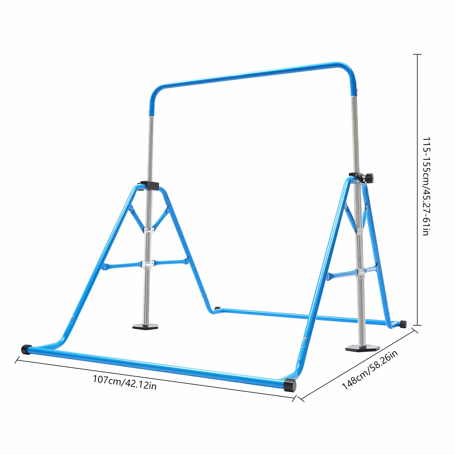 Gimnasia Gimnasia, 45-61 pulgadas, barra de gimnasia regulable en altura, soporta hasta 220 kg, equipo de entrenamiento horizontal, barra de ejercicios para interiores, entrenamiento en casa