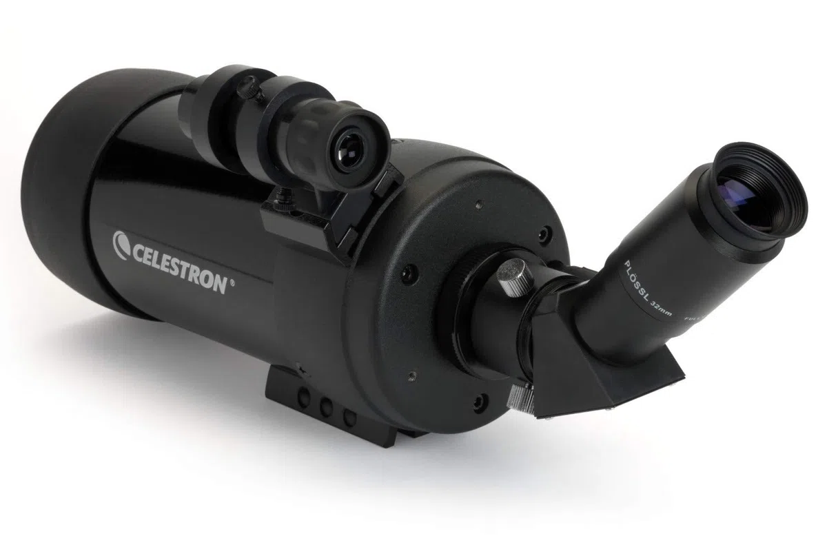 Celestron 52268 Mak: catalejo de 90mm en ángulo – Catalejo Maksutov – Excelente para largas distancias – Aumento de 39x con ocular de 32mm – Óptica con revestimiento múltiple – Recubierto de goma