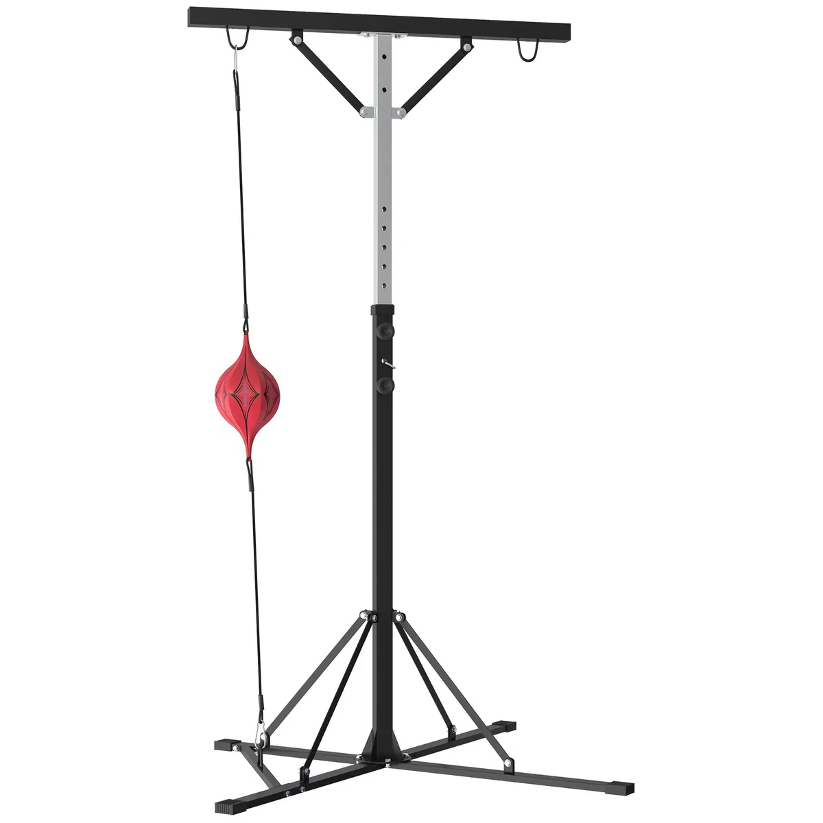 SPORTNOW soporte para saco de boxeo, regulable en altura, soporte independiente para saco de boxeo con speedball, capacidad de carga hasta 60 kg, acero, negro