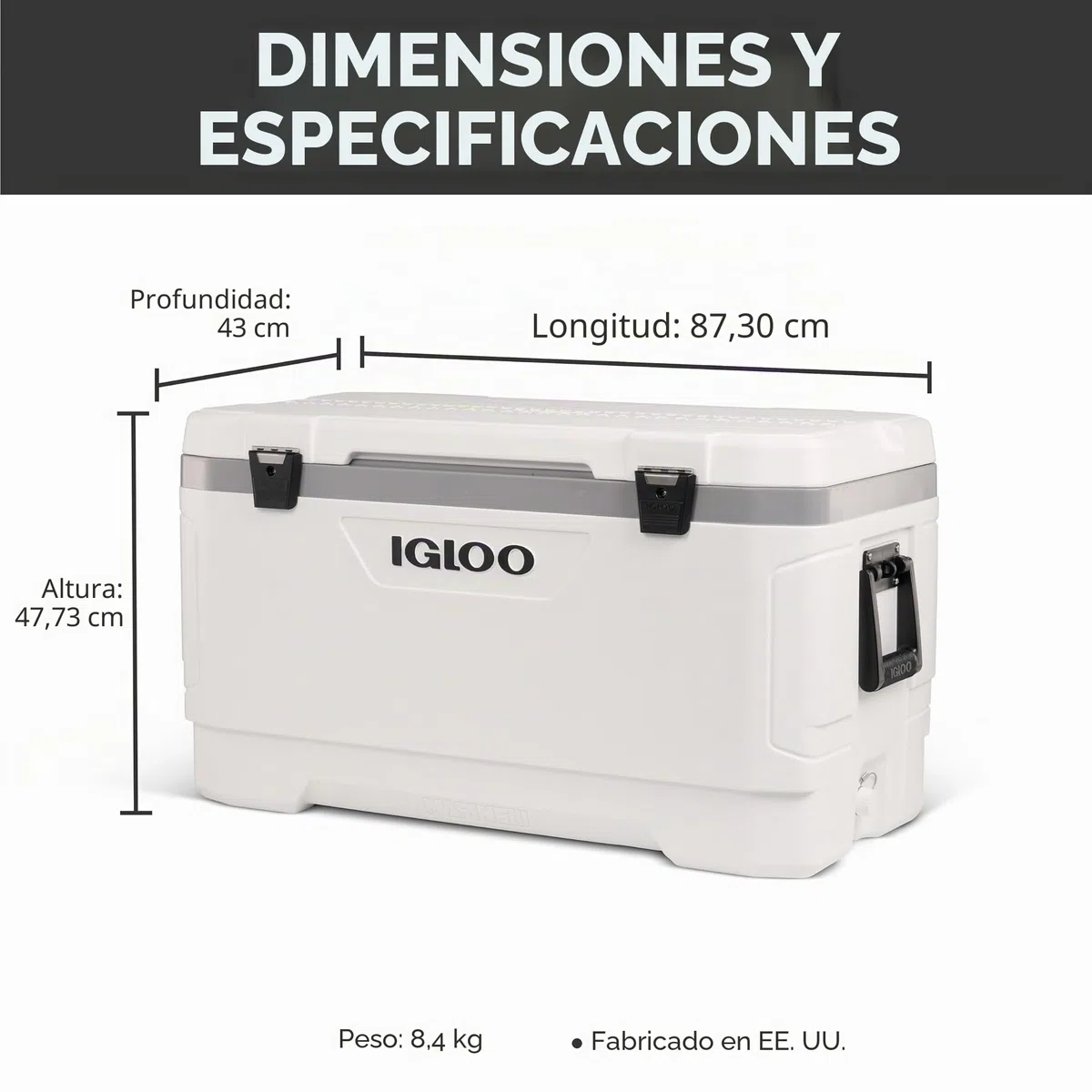 Igloo – 44683 Marine Ultra 54 Cooler, 78-Can, Color Blanco