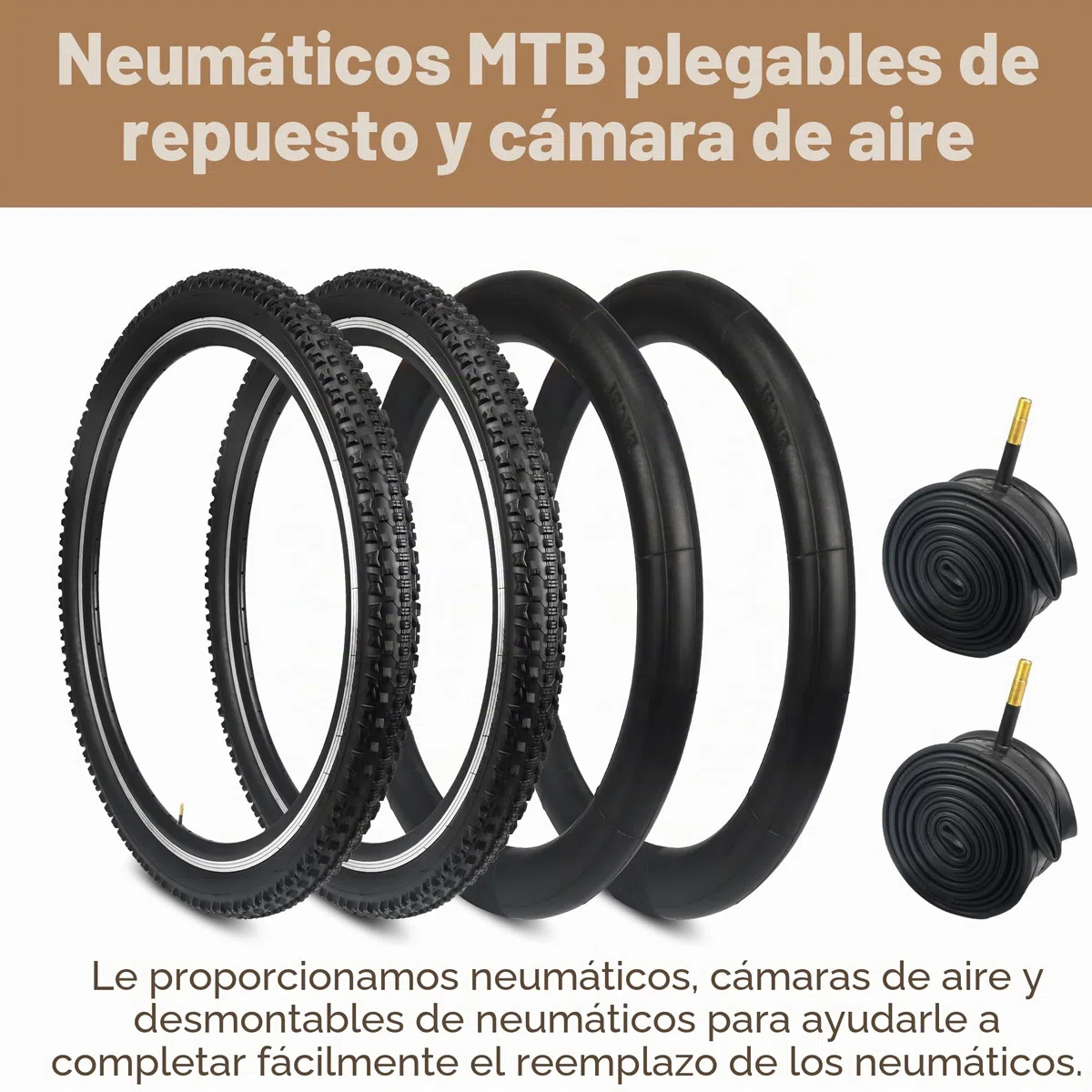 Pack de 26/27,5/29 x 2,1 pulgadas Neumáticos de bicicleta con tubo tubular para bicicleta de carretera, bicicleta de ciudad, palancas para neumáticos de bicicleta