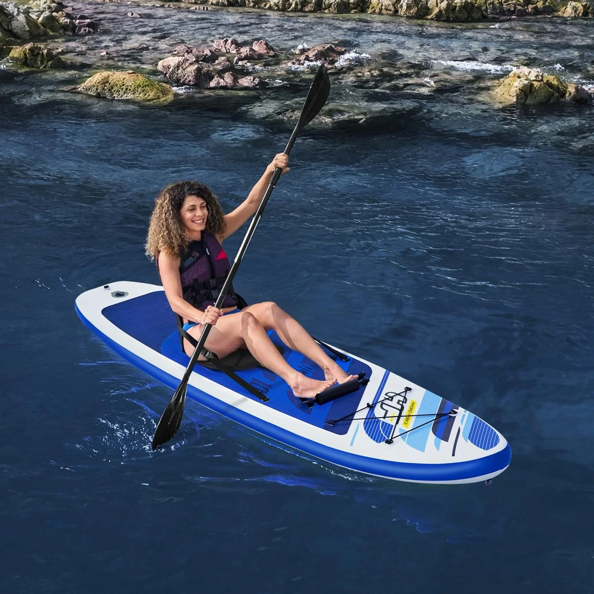 Hydro-Force Sup, Inflatable Stand Up Paddle Board, Complete Set with Kayak Conversion Kit, Multiple Styles