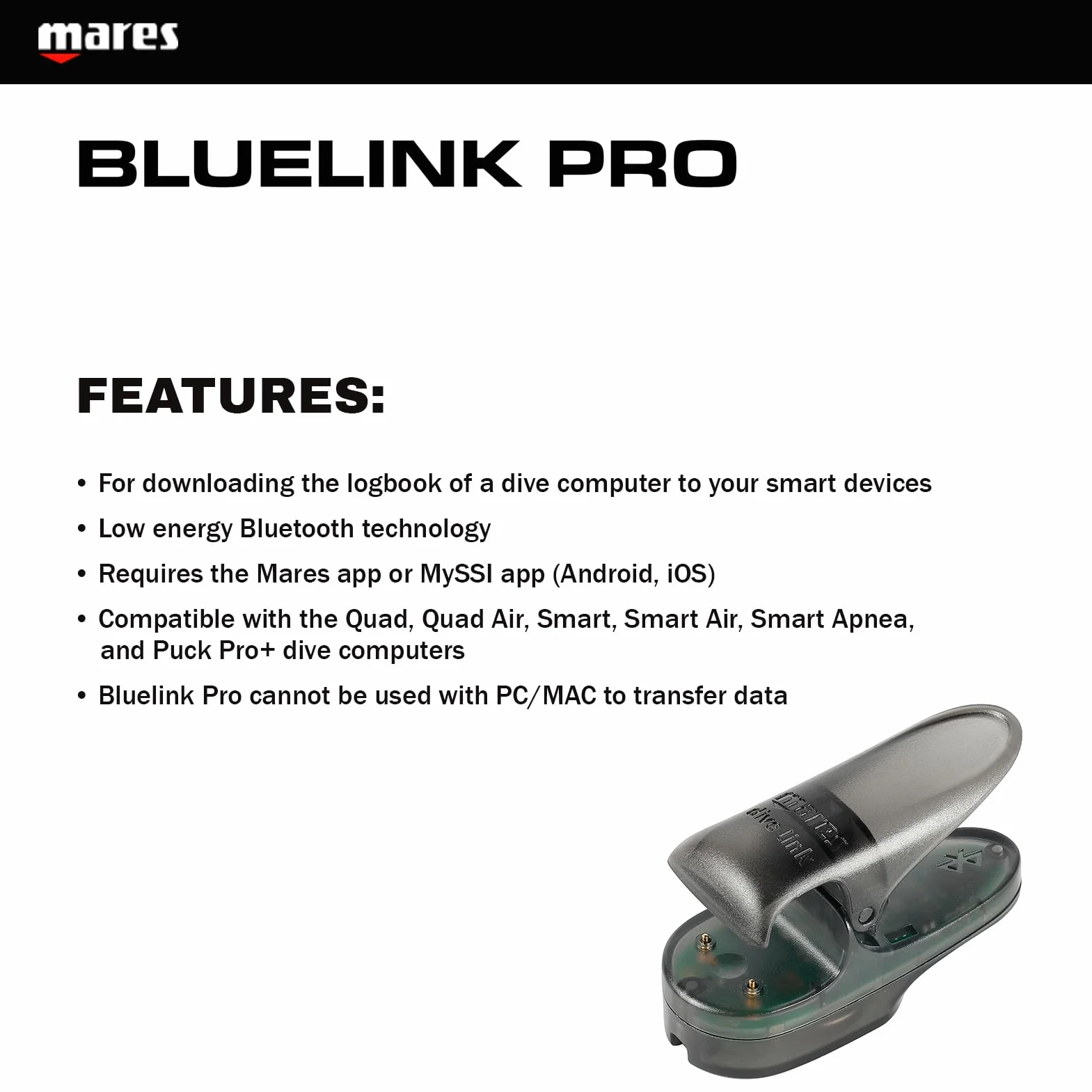 Mares Adaptador Bluelink Pro, Gris, tamaño único
