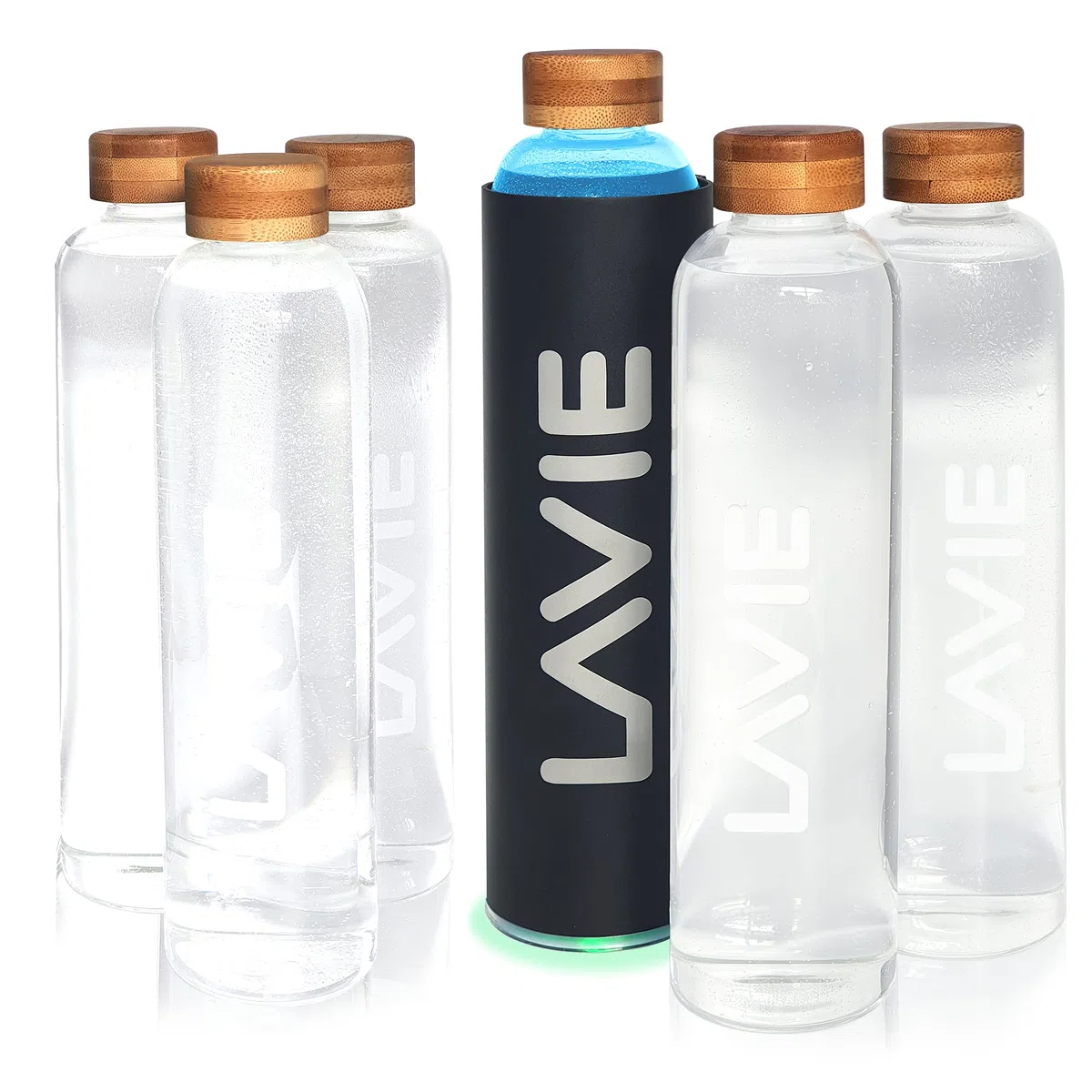 LaVie Pure Purificador de agua Innovador con luz UVA. Pack Familia - 1 Purificador + 6 Botellas de 1 Litro Convierte tu agua del grifo en agua dulce y deliciosa en 15 minutos. Color: antracita