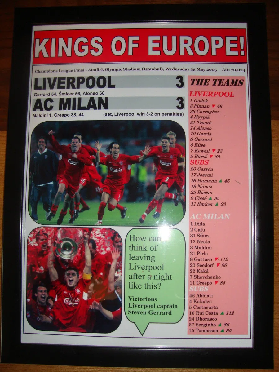 Liverpool 3 Milan 3 – 2005 Champions League Final – impresión enmarcada
