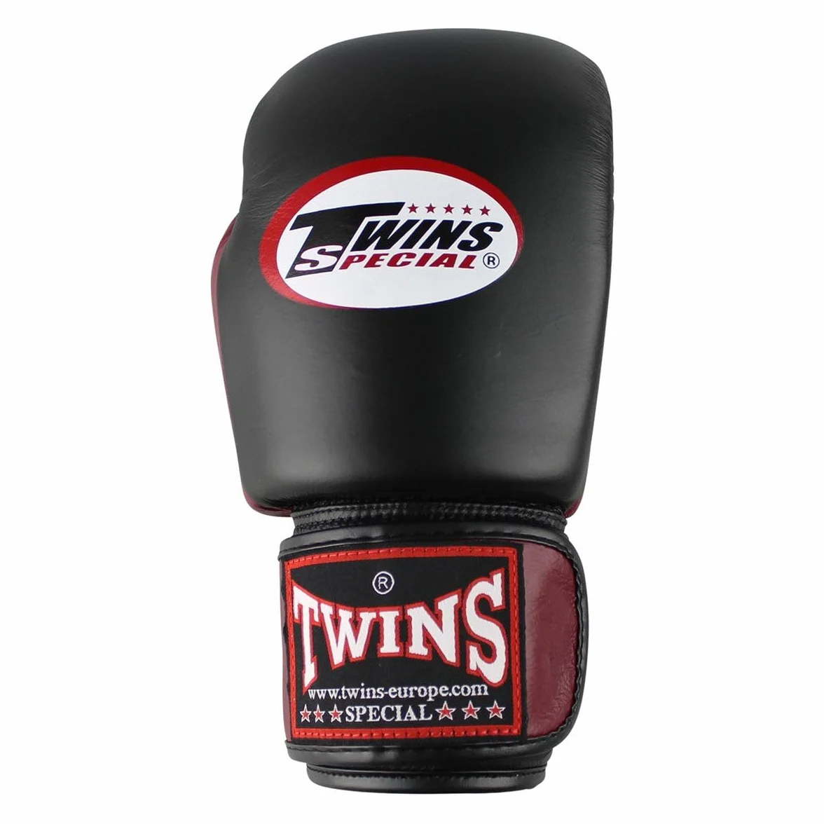 Twins Special BGVL 3 Guantes de Boxeo - Cuero Genuino - Negro/Rojo Vino - 12 oz