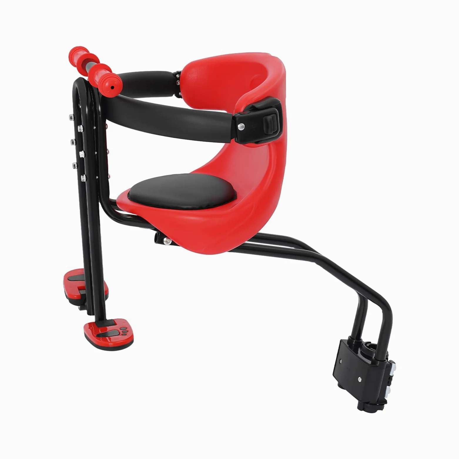 Asiento infantil para bicicleta de montaña, asiento delantero para niños, con asas antideslizantes/reposapiés, carga máxima de 50 kg, adecuado para la mayoría de bicicletas de montaña, fácil montaje