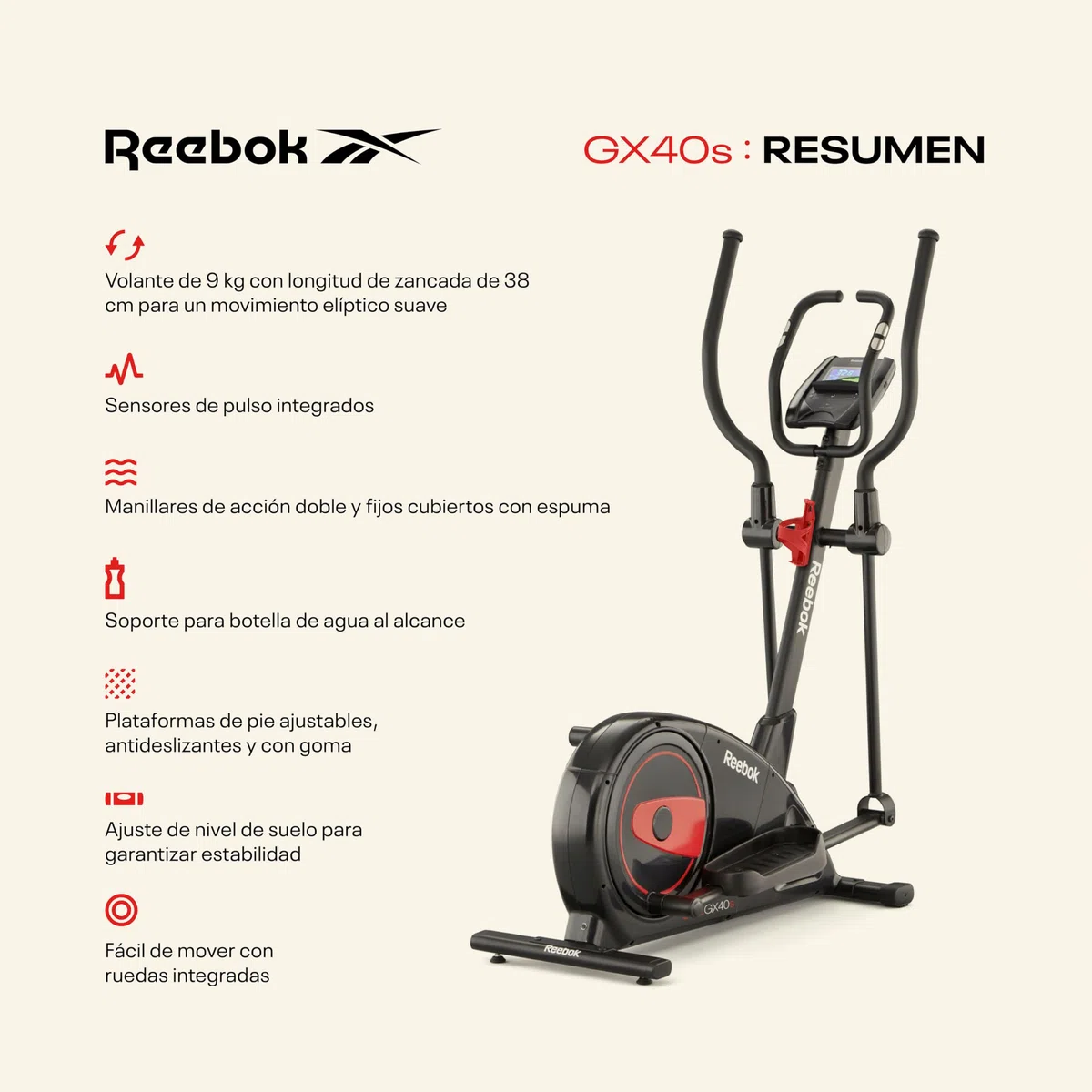 Bicicleta Elíptica Reebok Serie One GX40S