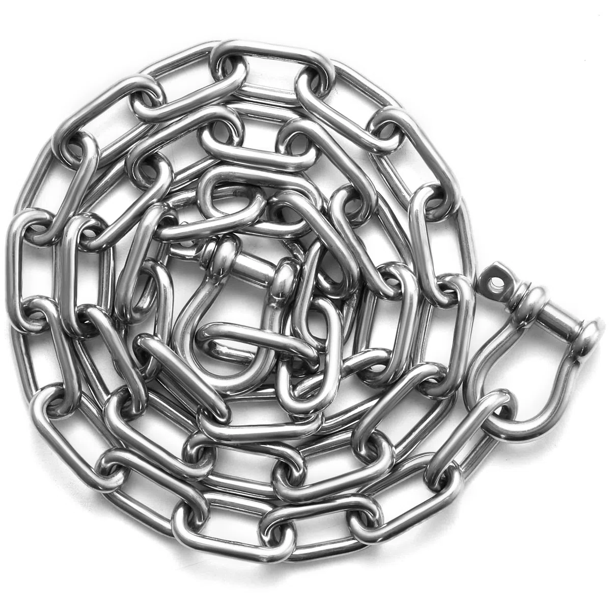 VEVOR Cadena de Ancla para Barcos 6,35 mm x 1,2 m BS, Cadena de Ancla de Acero Inoxidable 316 de Grado Marino con Grilletes de Anillo de Bloqueo Doble para Cubierta, Funciona con Varios Anclas