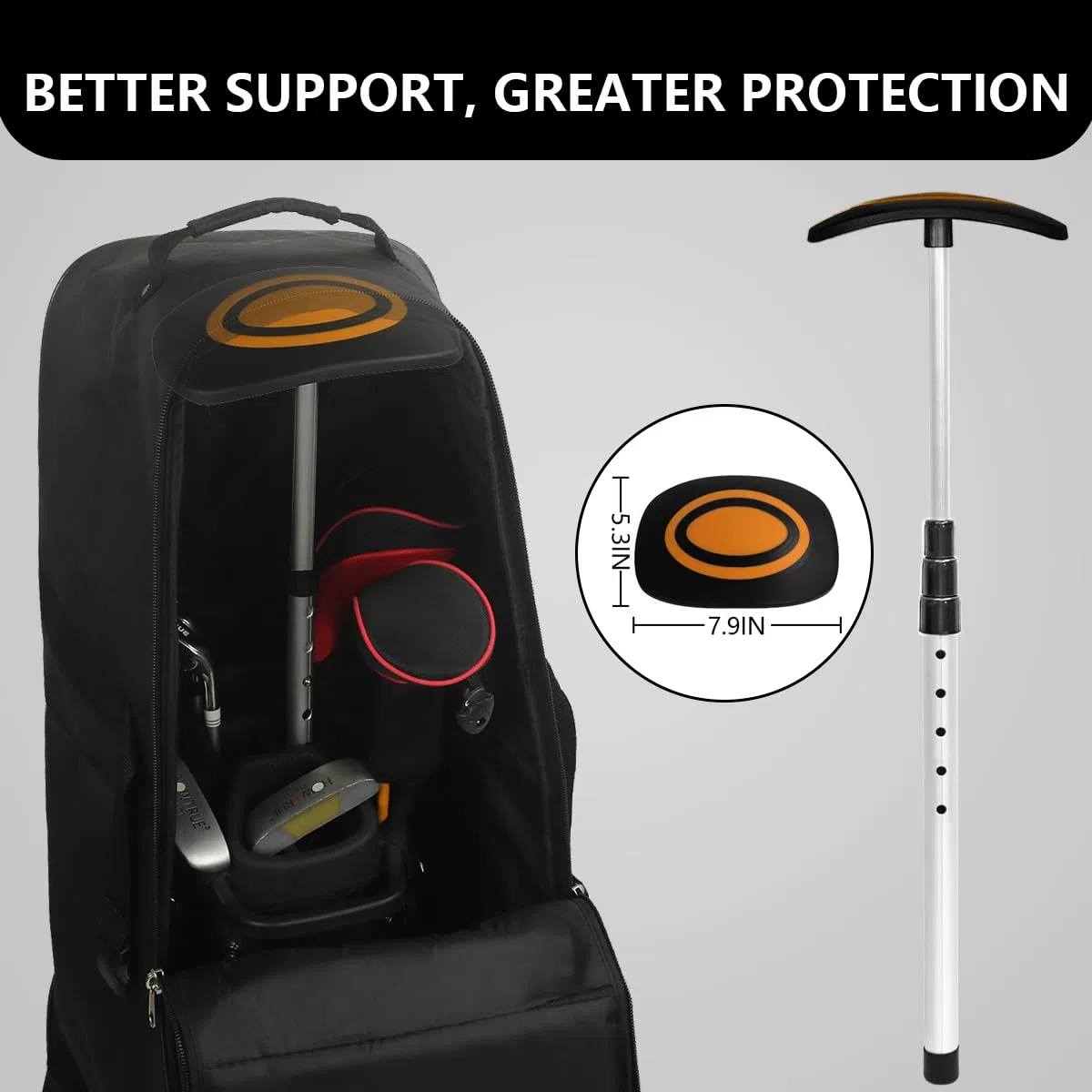 Sistema de soporte de bolsa de viaje de golf, kit de protección de viaje para palos de golf