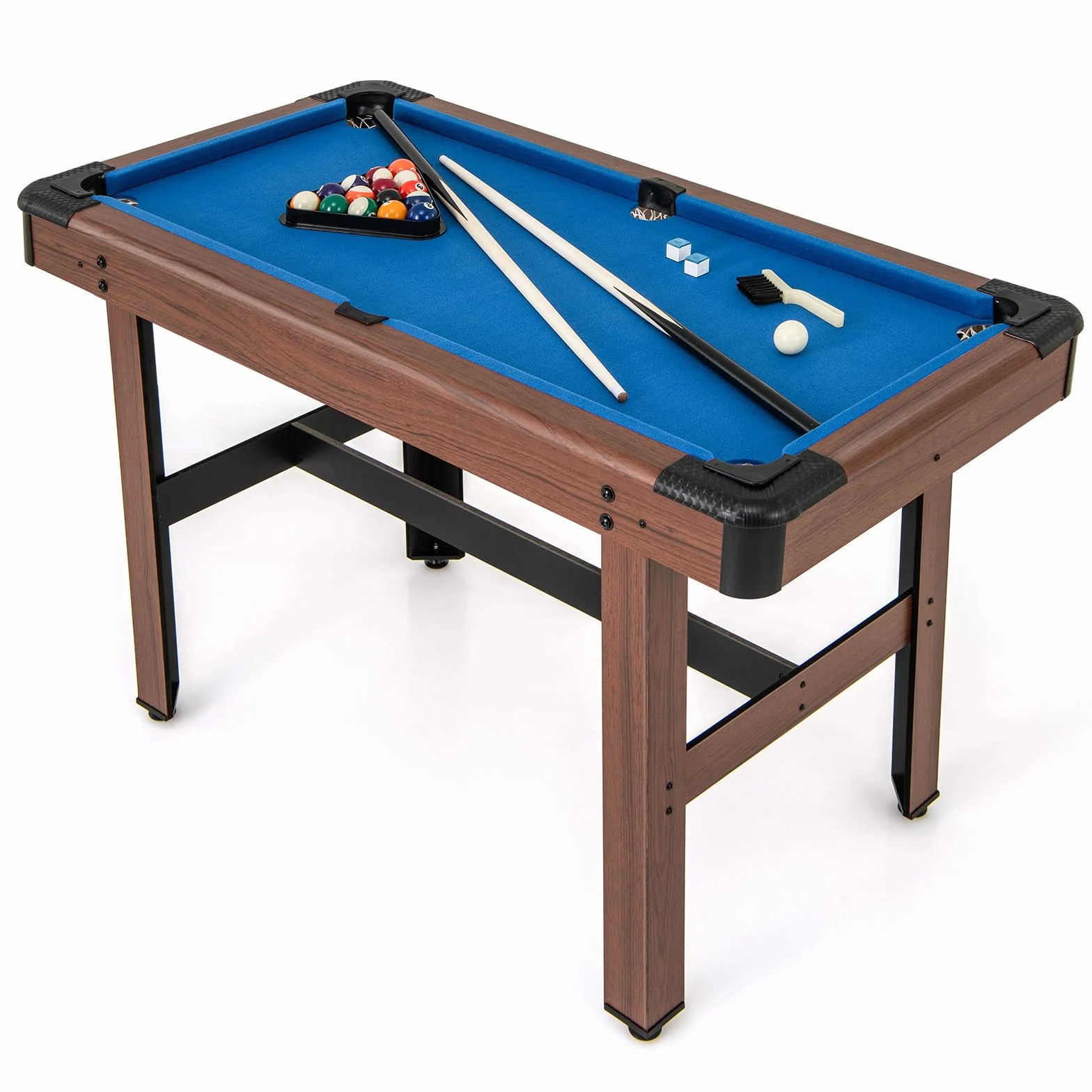 COSTWAY Mesa de Billar para Niños y Adultos, Mesa de Madera con Juego de Bolas, 2 Palos de Billar, 2 Tizas, Triángulo, Cepillo, para Sala Bar Gimnasio, 122 x 61 x 76 cm